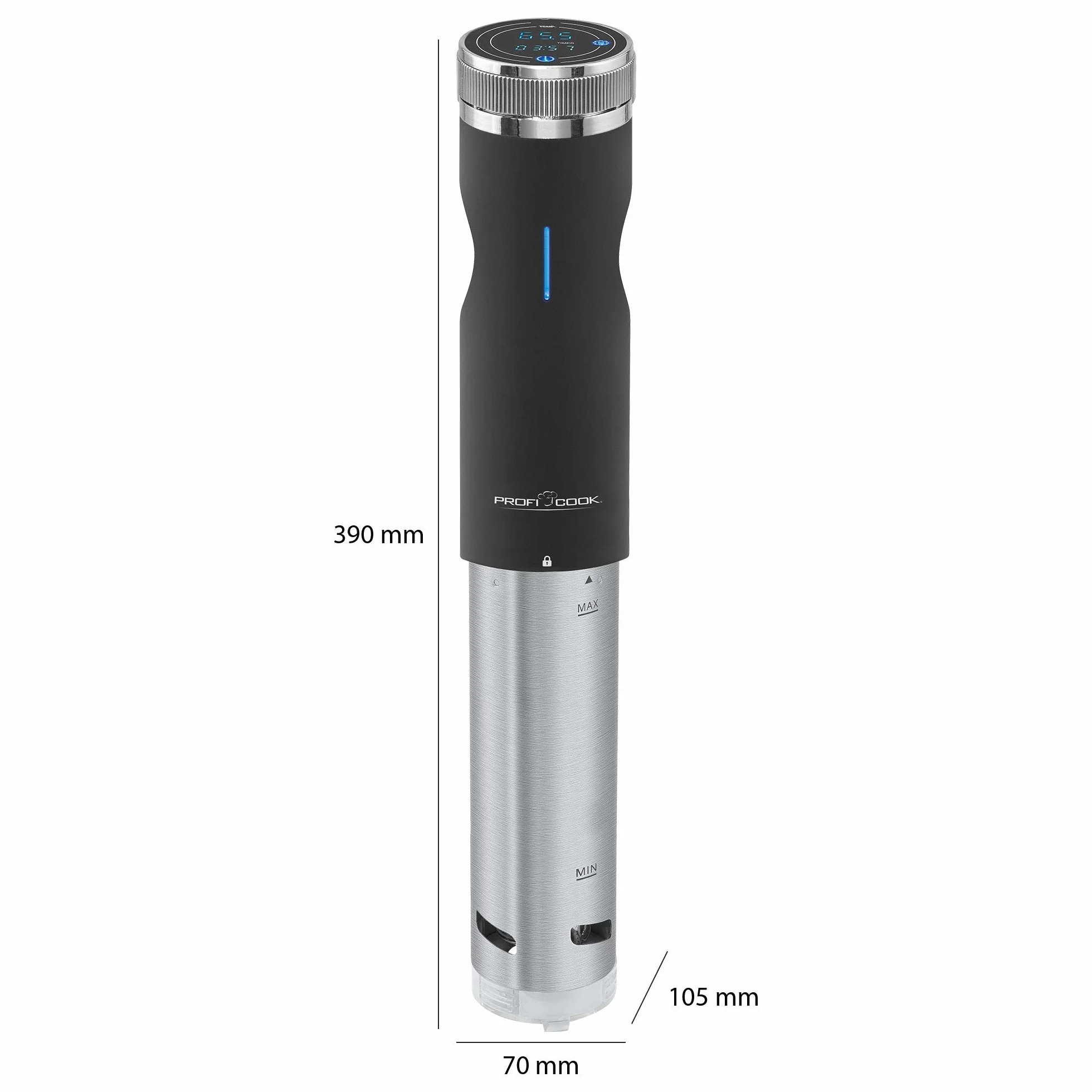 Profi Cook della SV 1126 Sous Vide Stick, Acciaio Inox, 800 W, 8 Litri, Display LED, Timer