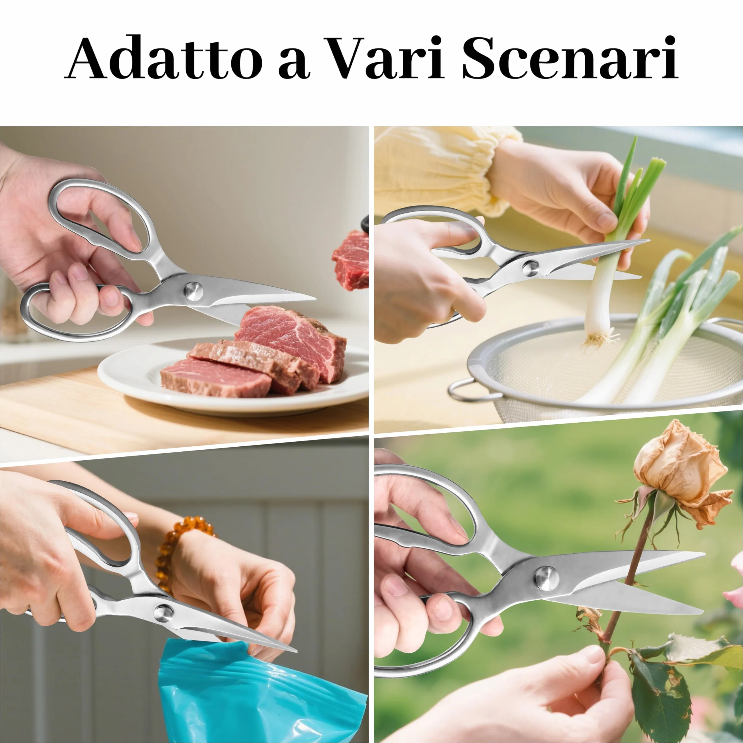 Plys Forbici da Cucina Acciaio Inox: Argento Trinciapollo Professionale Forbici Acciaio Attrezzi