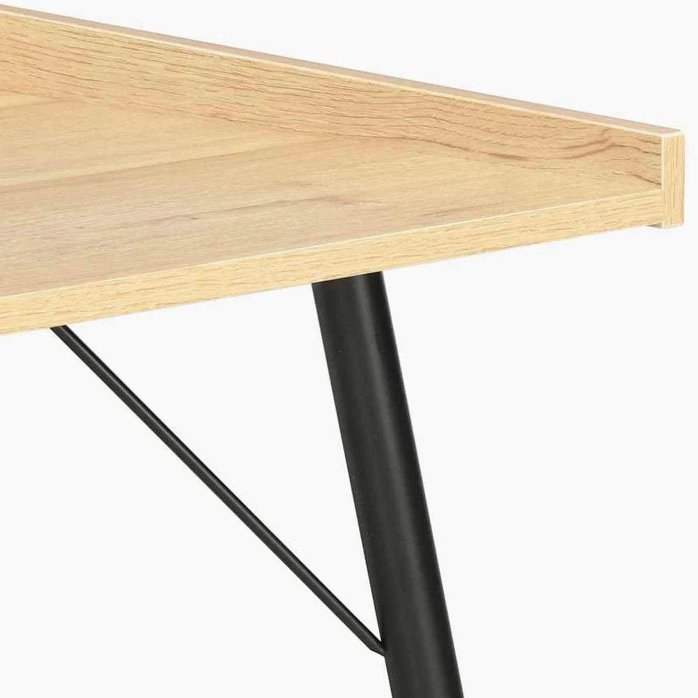 Scrivania effetto rovere, 90 x 50 x 79 cm, compatta per computer con gambe in metallo, moderna scrivania da lavoro per casa, ufficio, studio, colore: nero