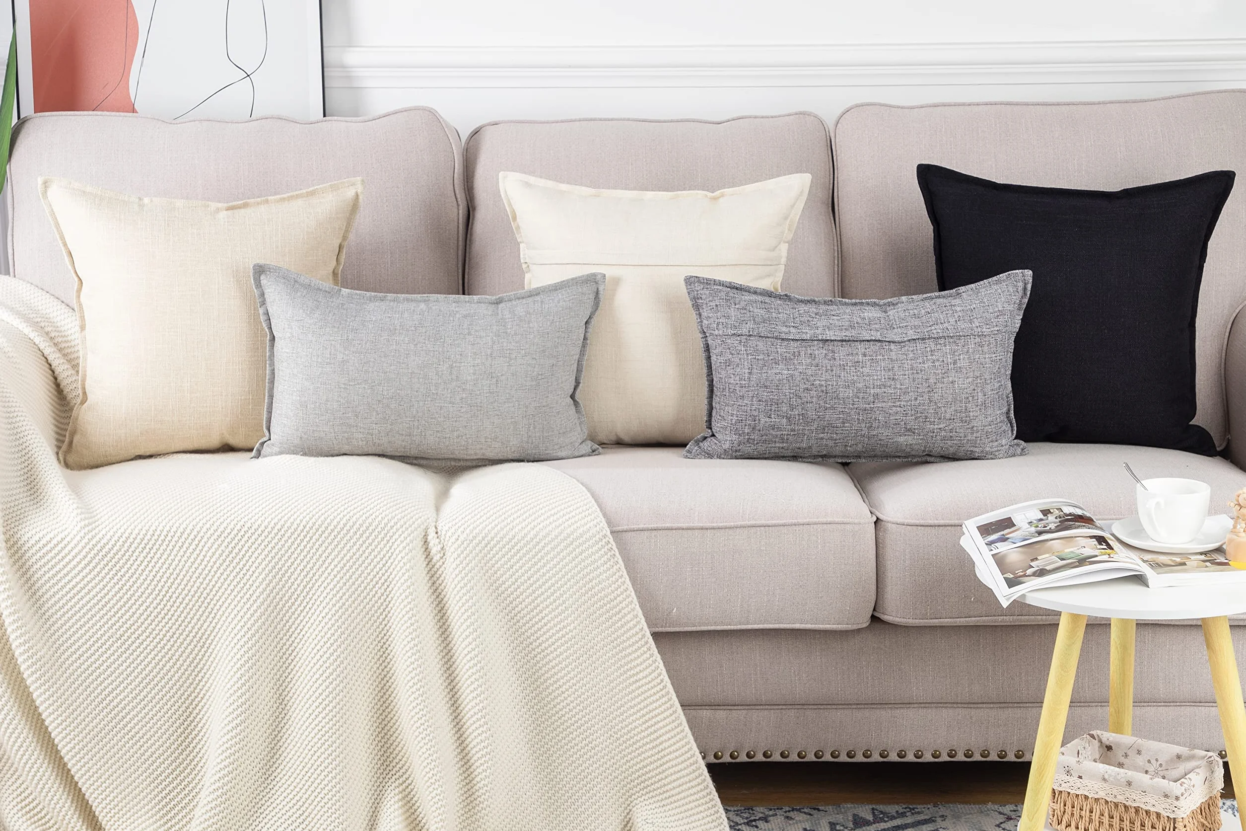 Madizz Copricuscini Decorativi in Poliestere 40x40 cm Beige Chiaro 2 Pezzi