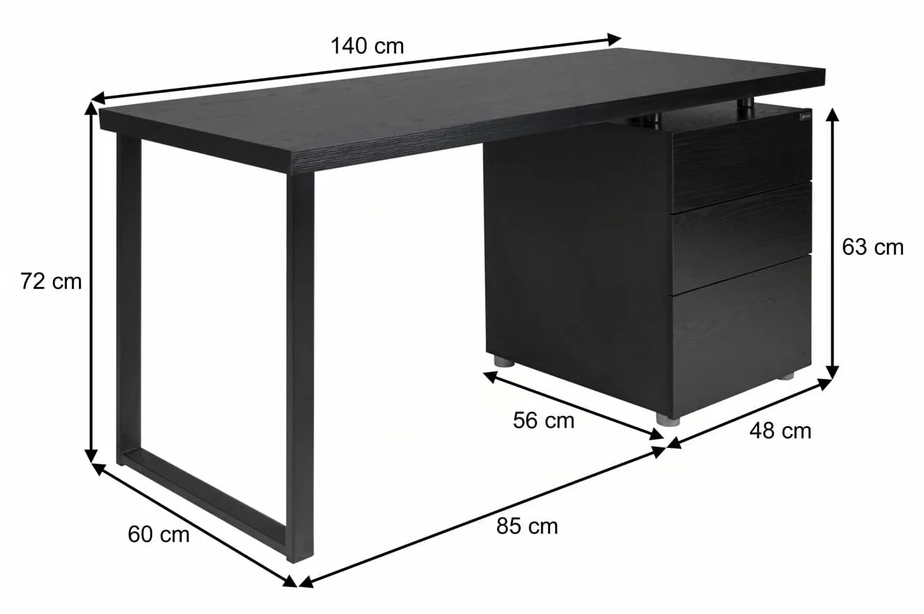 SAMIRA Scrivania per ufficio con cassettiera scrivania per cameretta colore nero mod. Althea
