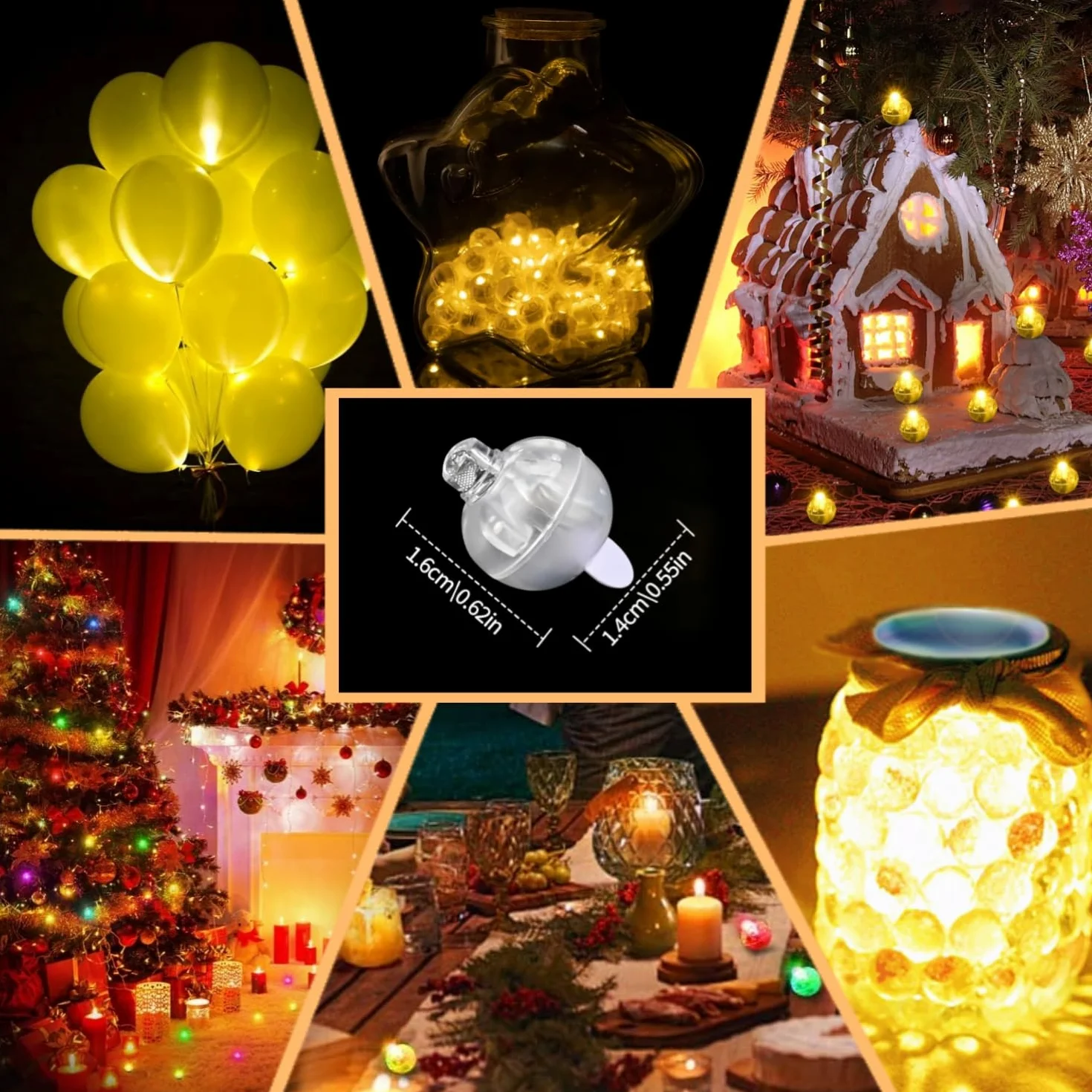 50 Pezzi Mini LED Palloncini Luci Bianco Caldo, Rotondo Lampada a Palloncino, Mini Luce LED a Batteria per Matrimonio Compleanno Halloween Festa di Natale Capodanno Decorazione