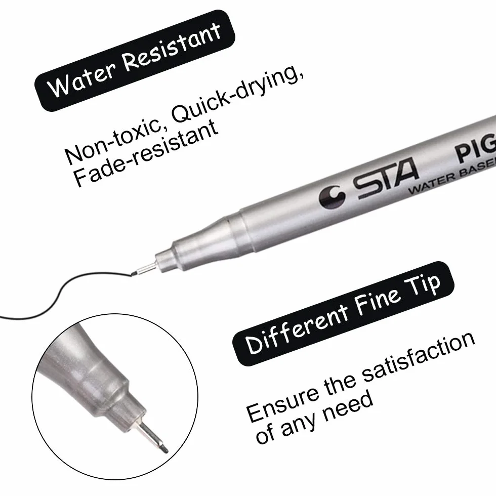GOLDGE Fineliner Penne, Nero Pigment Liner Micro Penne da Disegno per Schizzi, Ufficio Scuola