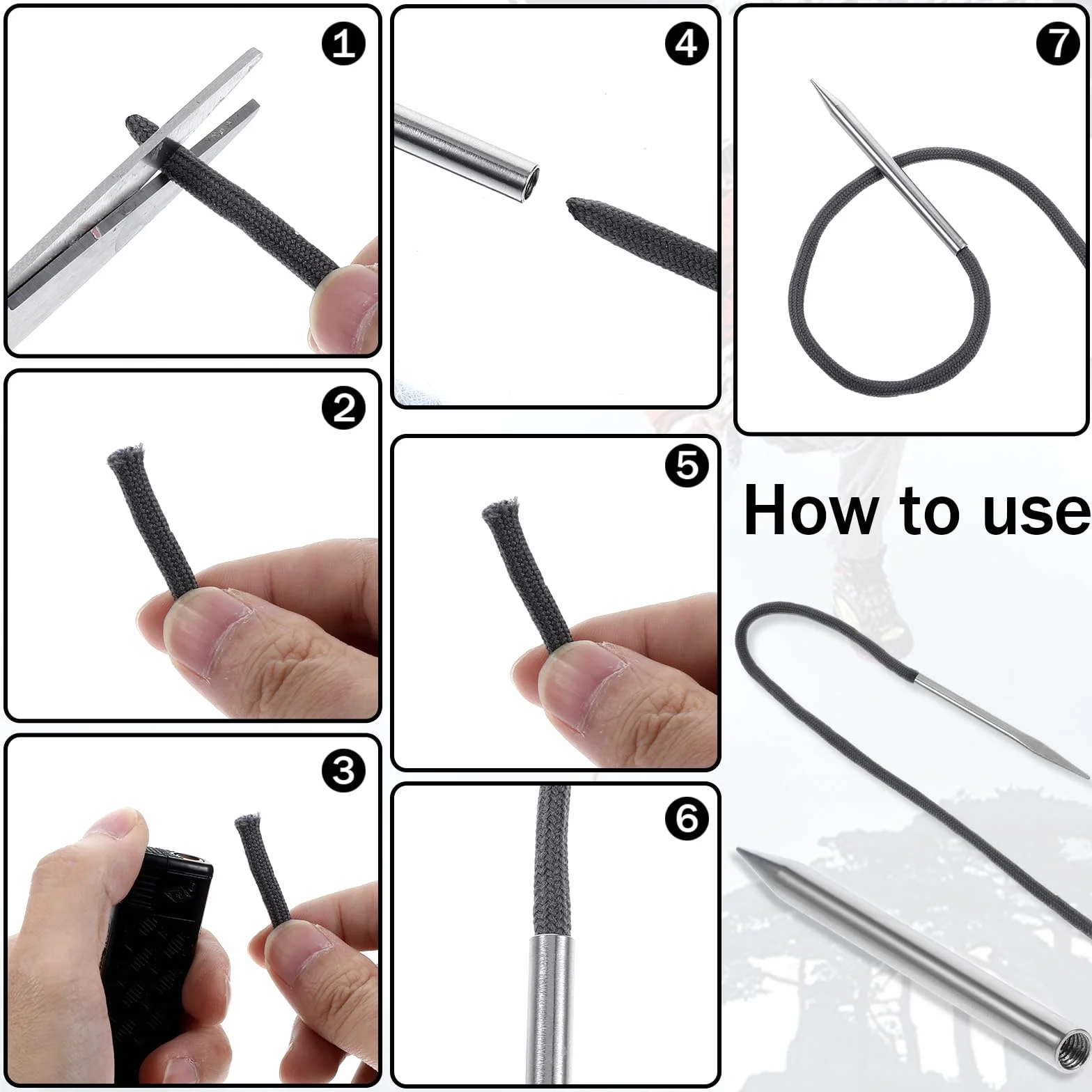 DOPENSPI Set 6 Paracord Accessori Ferri Cucito Strumento Levigante Custodia Artigiani Tessitura Pelle Fai Da Te