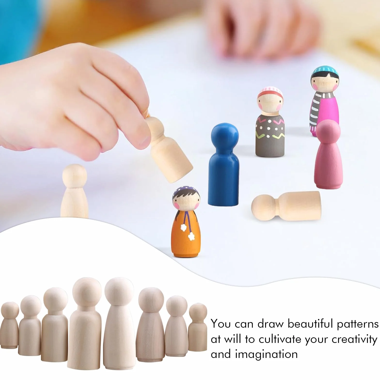 50 Pcs Non Finite Bambola, Bambole a Pioli in Legno, Omini Legno Fai-Da-Te, Figure Familiari da Dipingere, per Lavori Fai da Te Creazioni Artistiche e Painted