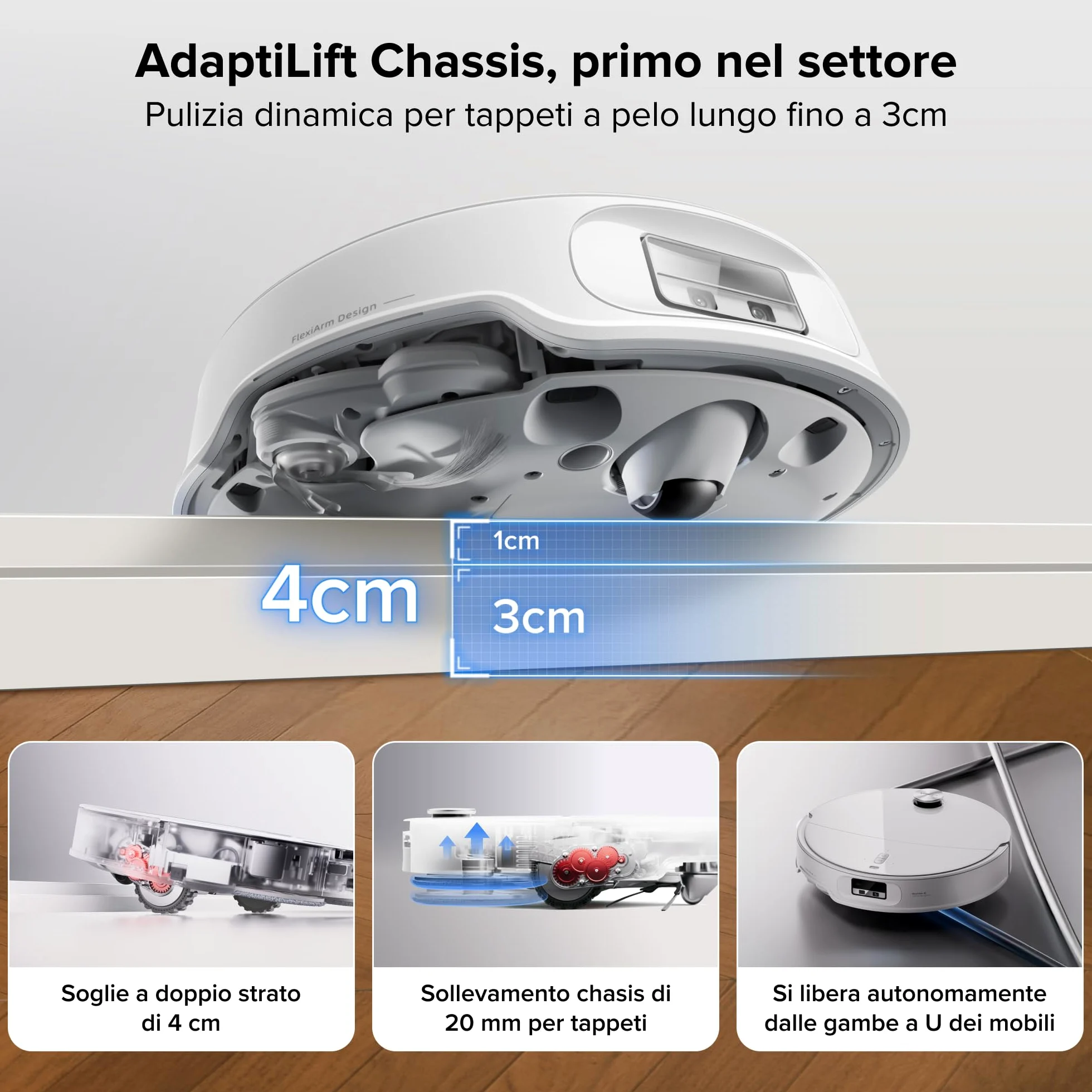 roborock Qrevo Curv 2 Pro Robot Aspirapolvere Lavapavimenti con LDS Retrattile, 7,98 cm, 25000 Pa, Zero-Grovigli, Acqua 100°C, Autopulente, Evita Ostacoli, per Peli di Animali Domestici