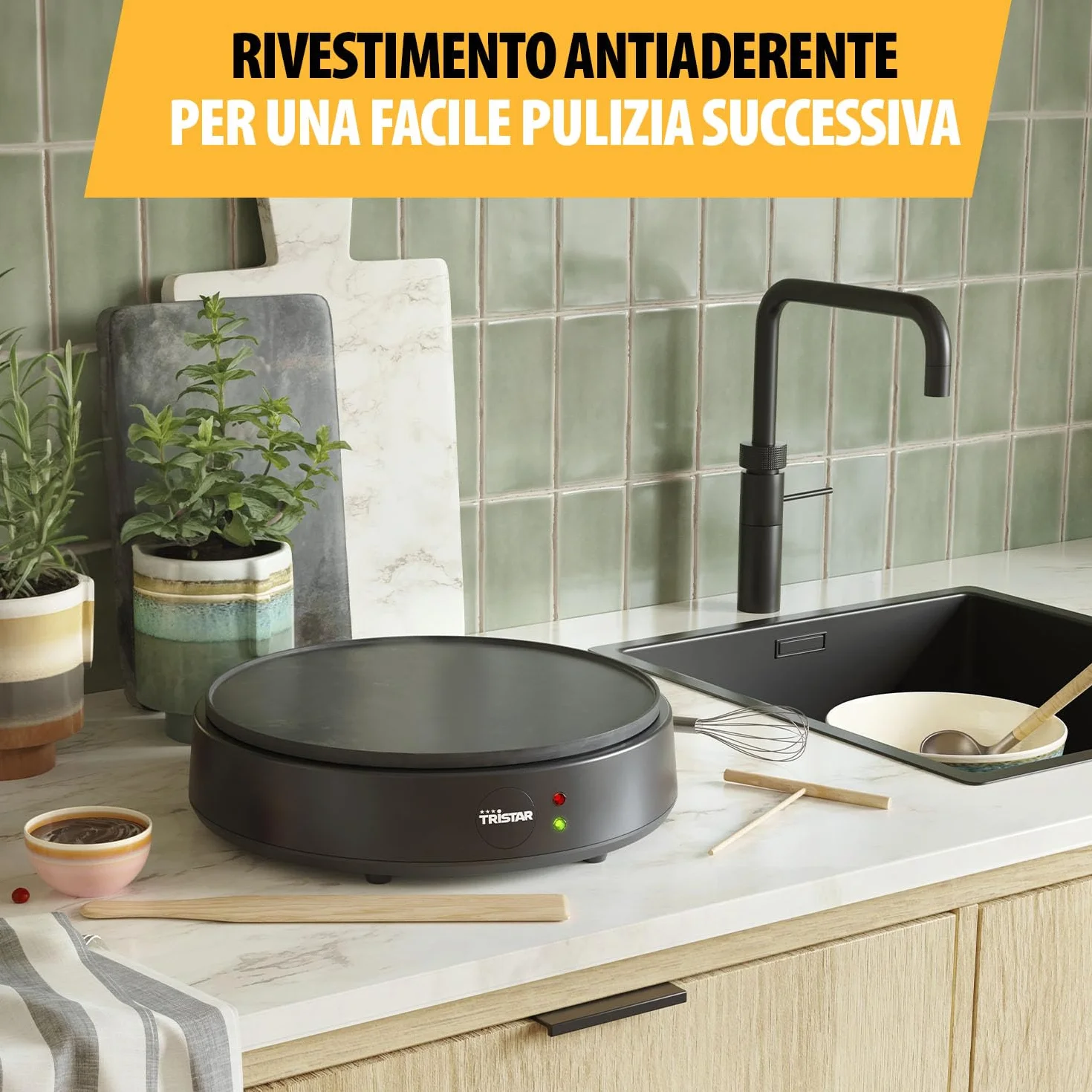 Tristar Crepiera 30 cm 1200 W 10 Livelli di Calore Antiaderente Senza BPA
