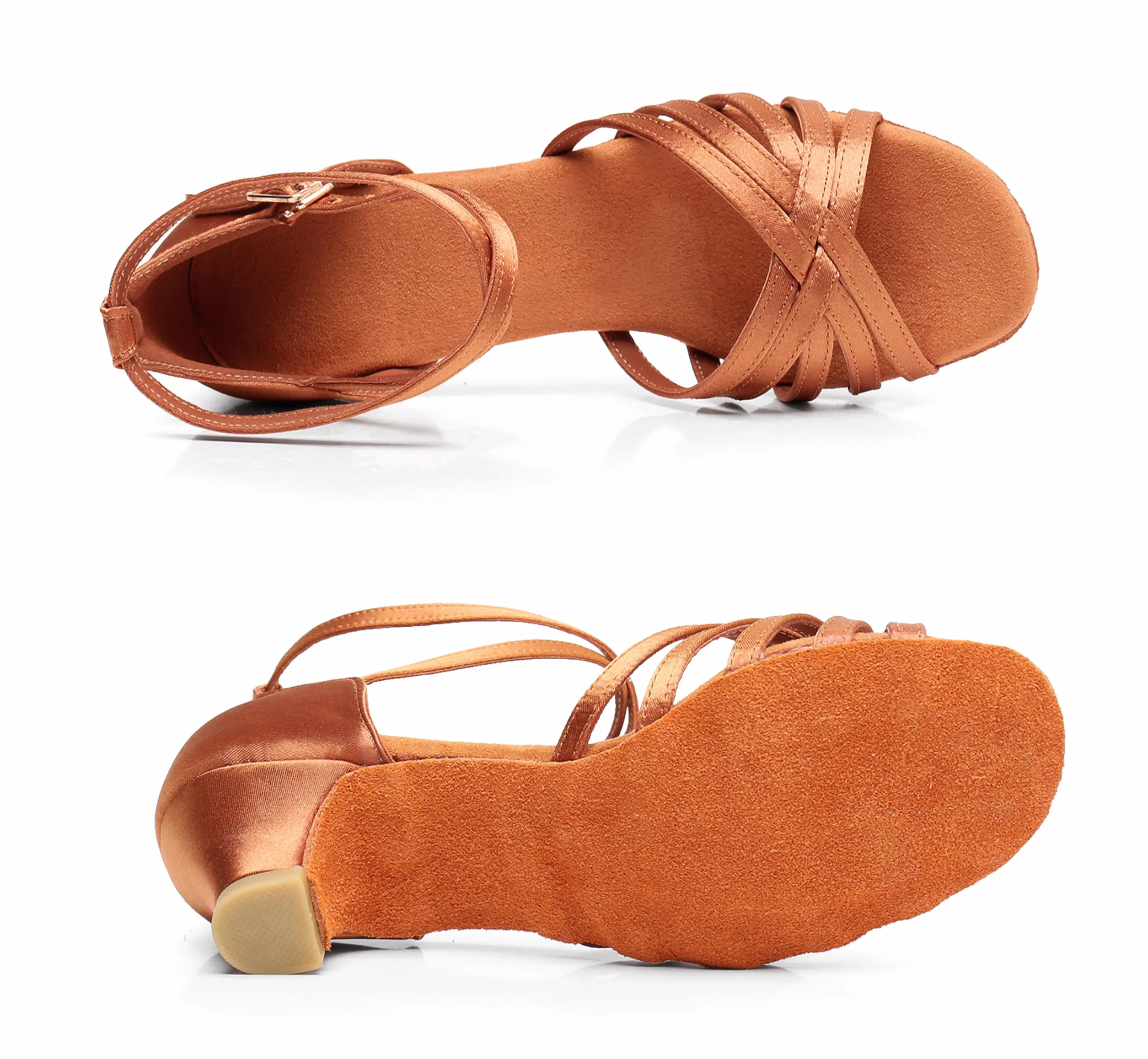 Scarpa da Ballo Latino Morbida per Bambina con Tacco 4cm