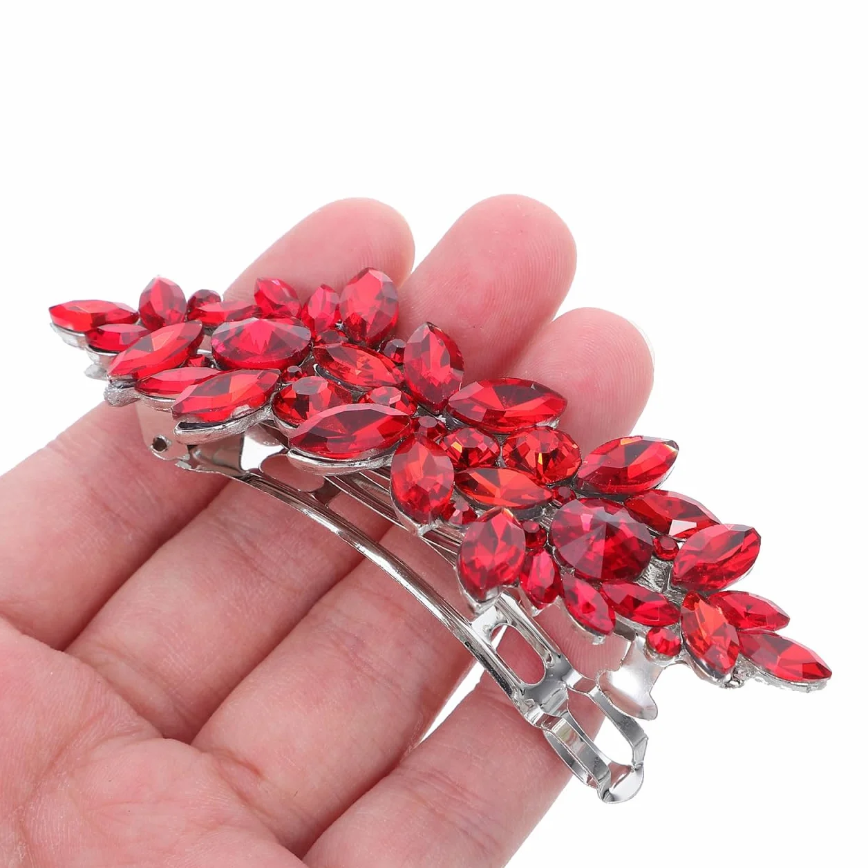 Fermagli Per Capelli di Strass Cristallo Rosso Gioielli per Damigelle d'Onore Matrimonio