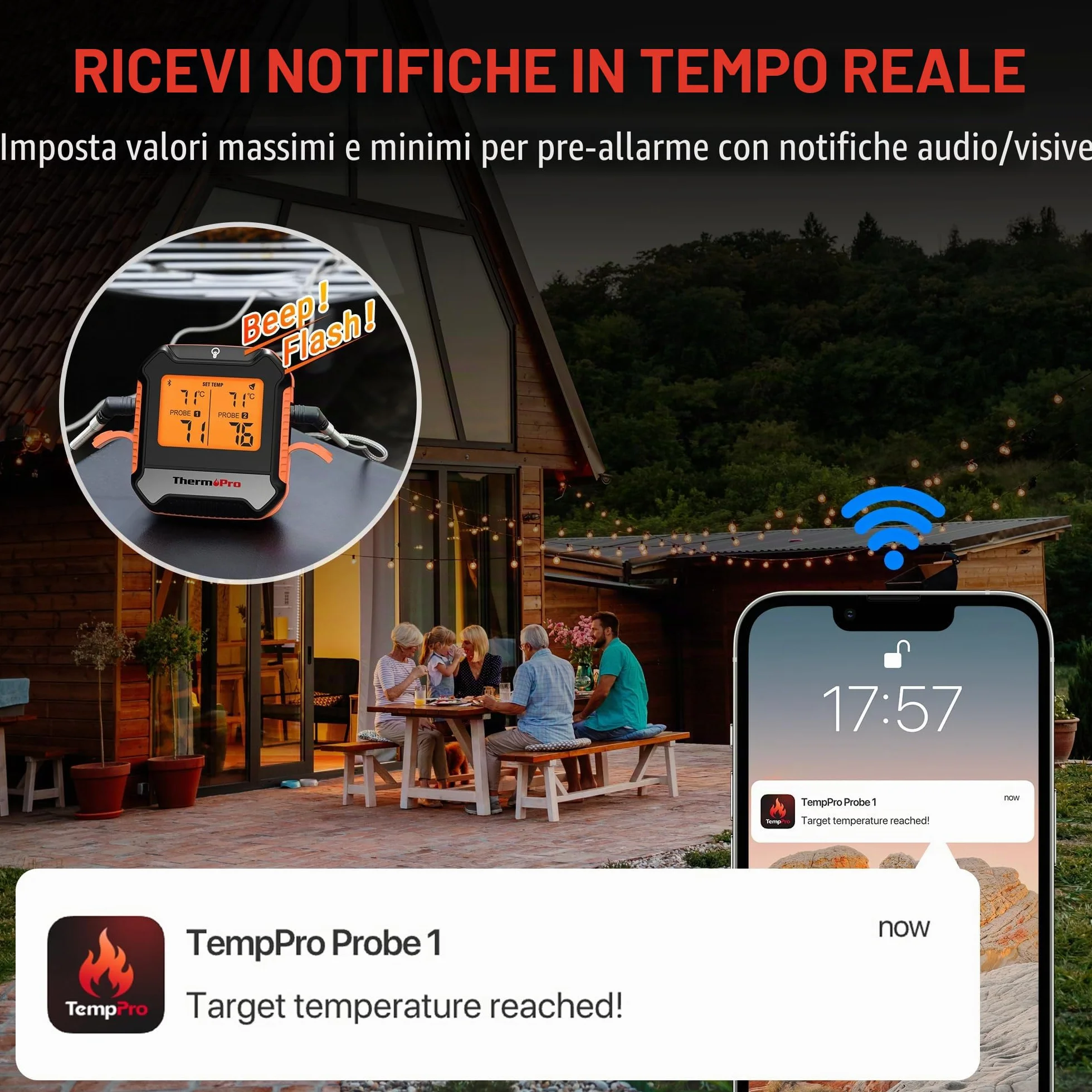 ThermoPro TempPro TP904 Termometro cucina Termometro Bluetooth per carne con 2 sonde di temperatura Termometro alimentare intelligente digitale per la cucina barbecue griglia forno affumicatore