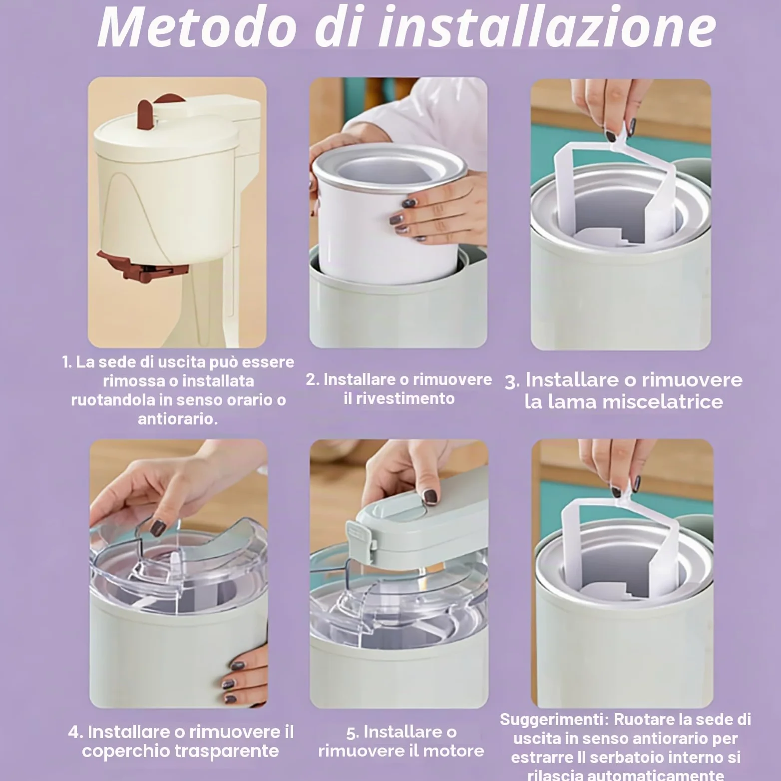 Macchina per Gelato 1L, Macchina per Gelato Soft da Banco con Raffreddamento Rapido e Funzionamento One Push, Macchine per Frozen Yogurt per Casa, Bar, Caffetteria