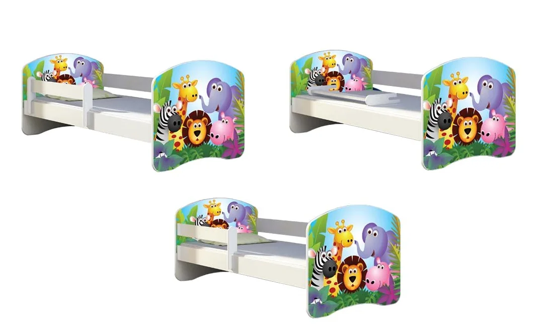 ACMA II Letto per bambino Cameretta per bambino con materasso Rete a doghe, Bianco (42 Trattore, 140x70)