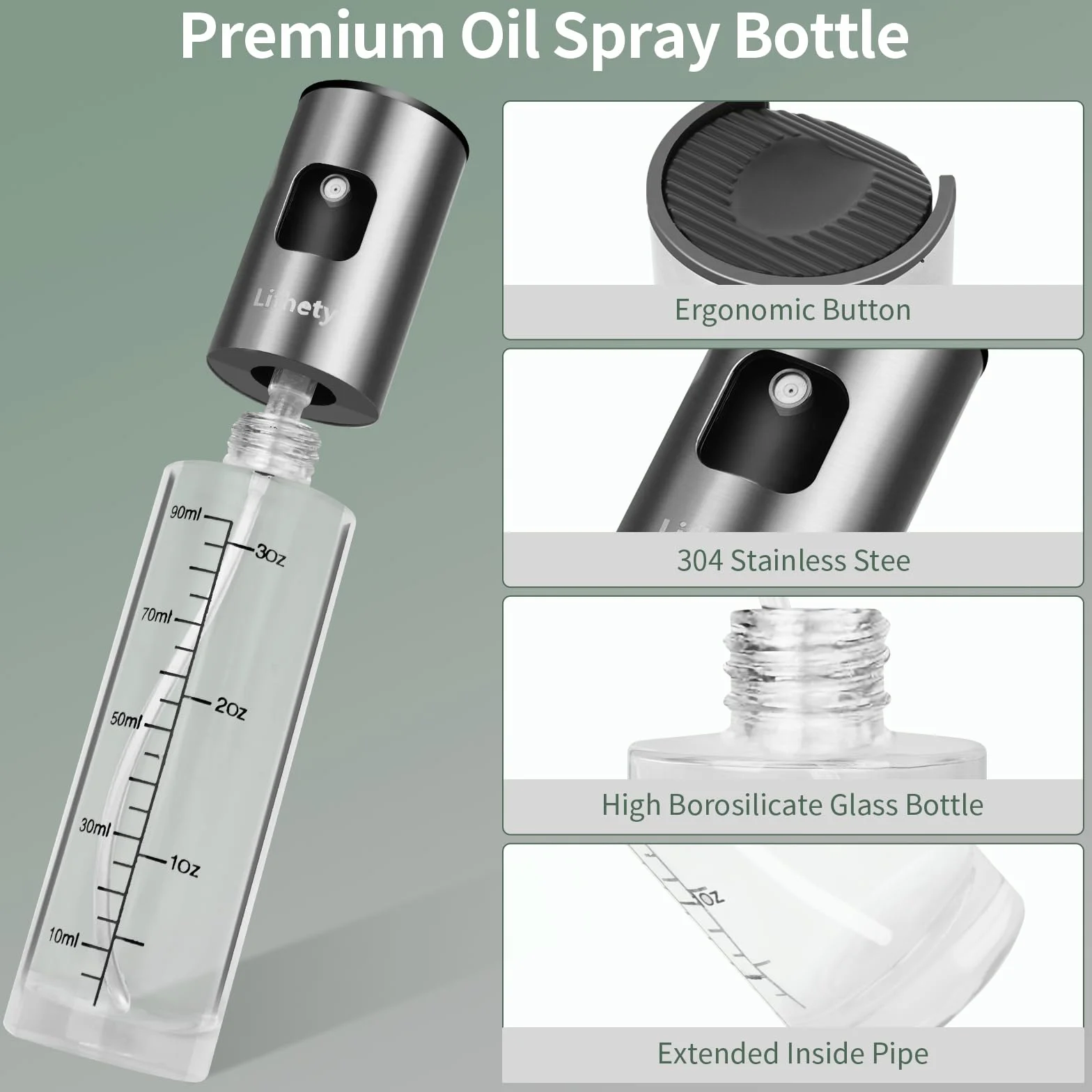 Spruzzatore Olio 2 Pezzi, Spruzzino Olio per Friggitrice Aria, Oliera Spray da Cucina