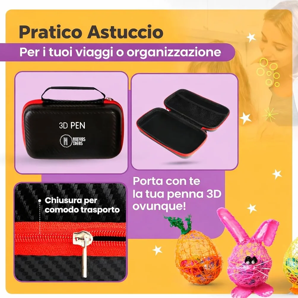 Penna 3D di Precisione con 45m Filamento PLA 15 Colori, Velocità Regolabile per Modellazione 3D e Fai-da-te