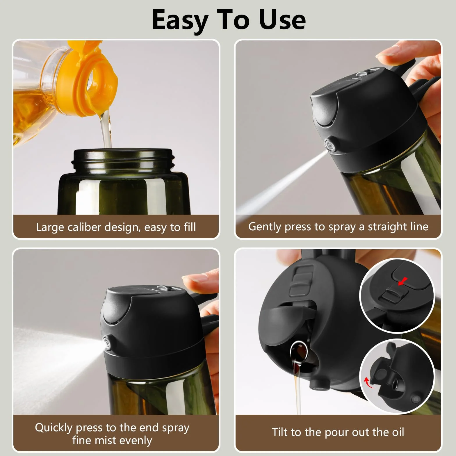 Spruzzatore Olio 470 ml Vetro Resistente alla Luce per Cucina Friggitrice Aria Insalata Barbecue