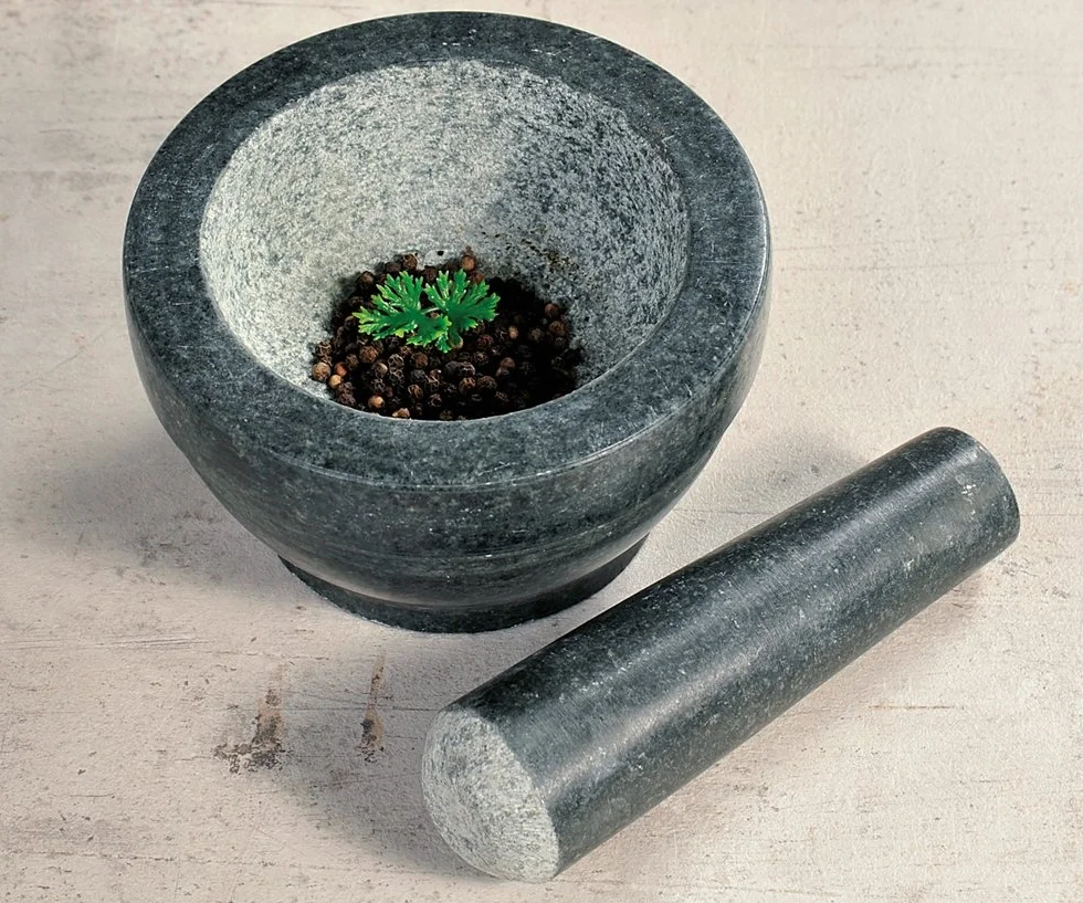Kesper Mortaio con pestello in granito lucidato 16x8 cm