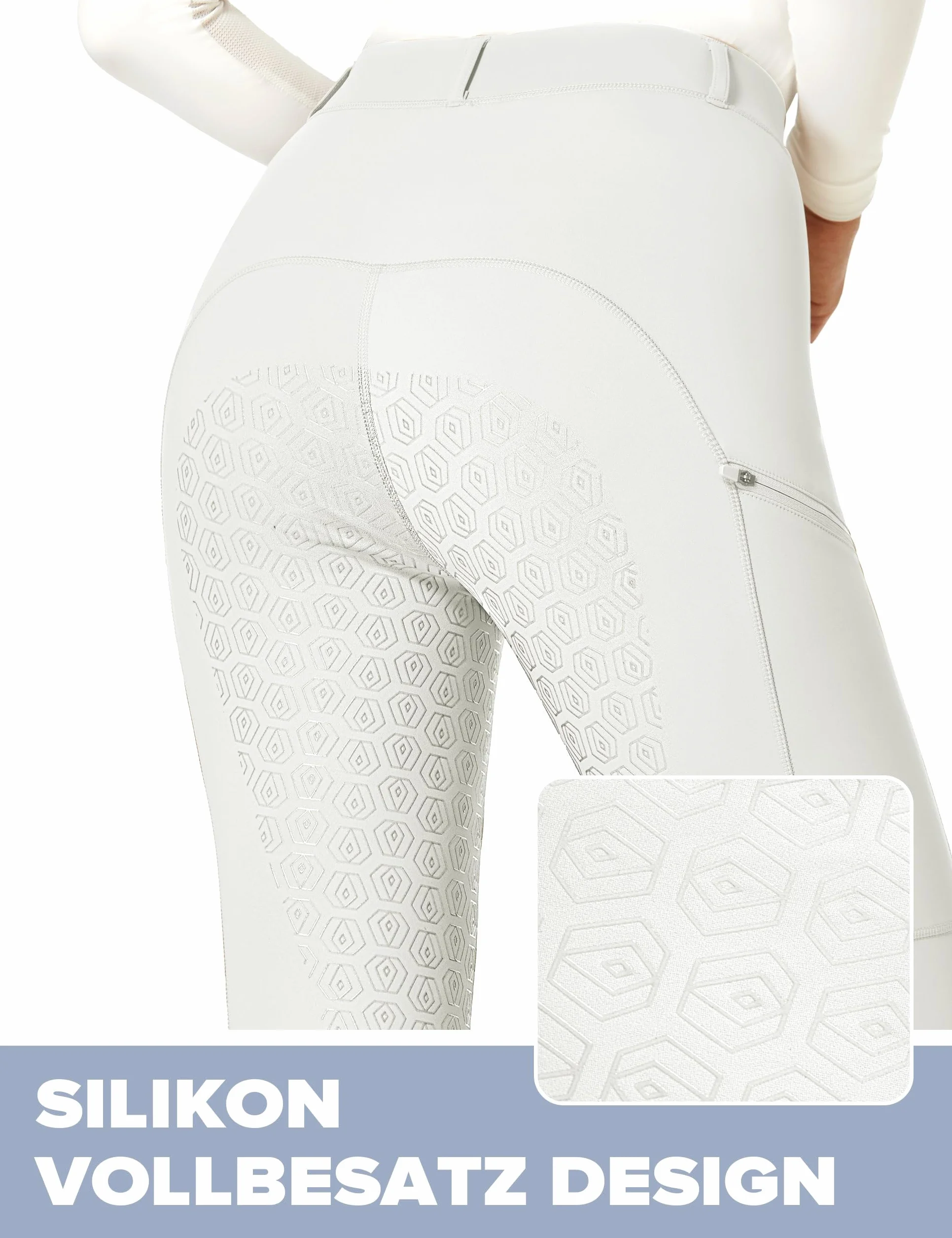 FitsT4 Reitleggings Damen Reithose Mädchen Silikon vollbesatz mit Handytasche und Gürtelschlaufen für Reitsport
