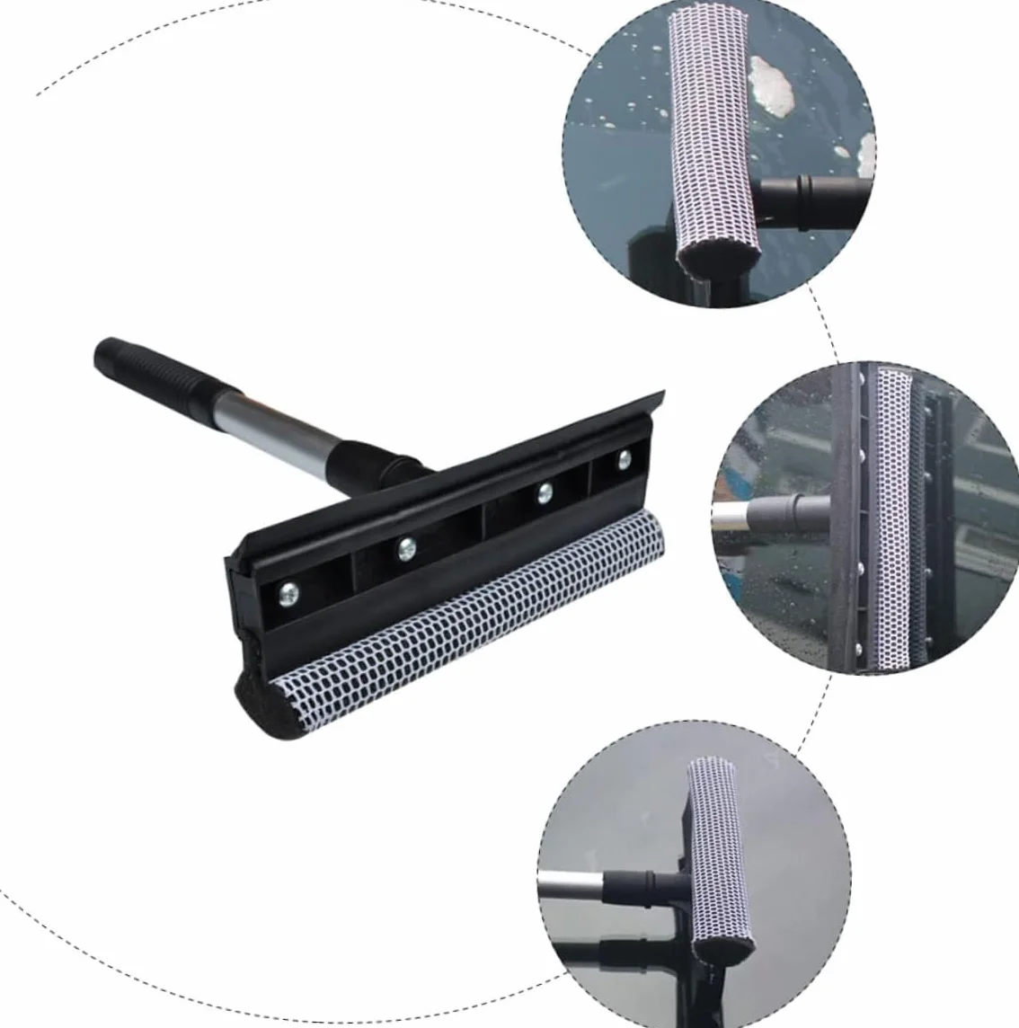 Pulivetro professionale 27 cm manico alluminio 75 cm spugna lavavetro rete anti-insetti spatola tergivetro gomma naturale