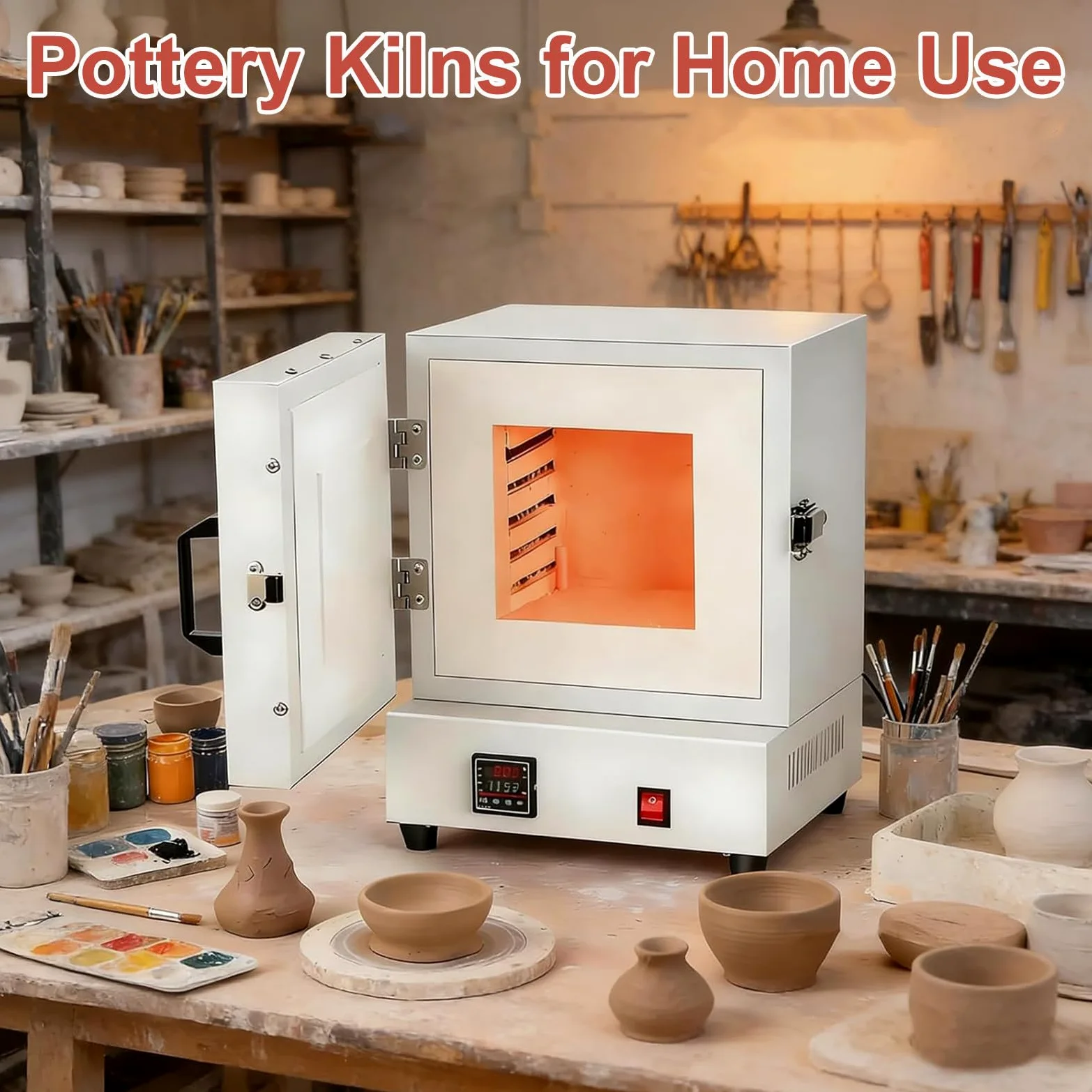 Forno Elettrico per Ceramica a Casa, Forno di Fusione da 2000W, Forni per Ceramica, Forno per Trattamento Termico a 1150℃ con Display Digitale Intelligente per La Creazione di Gioielli