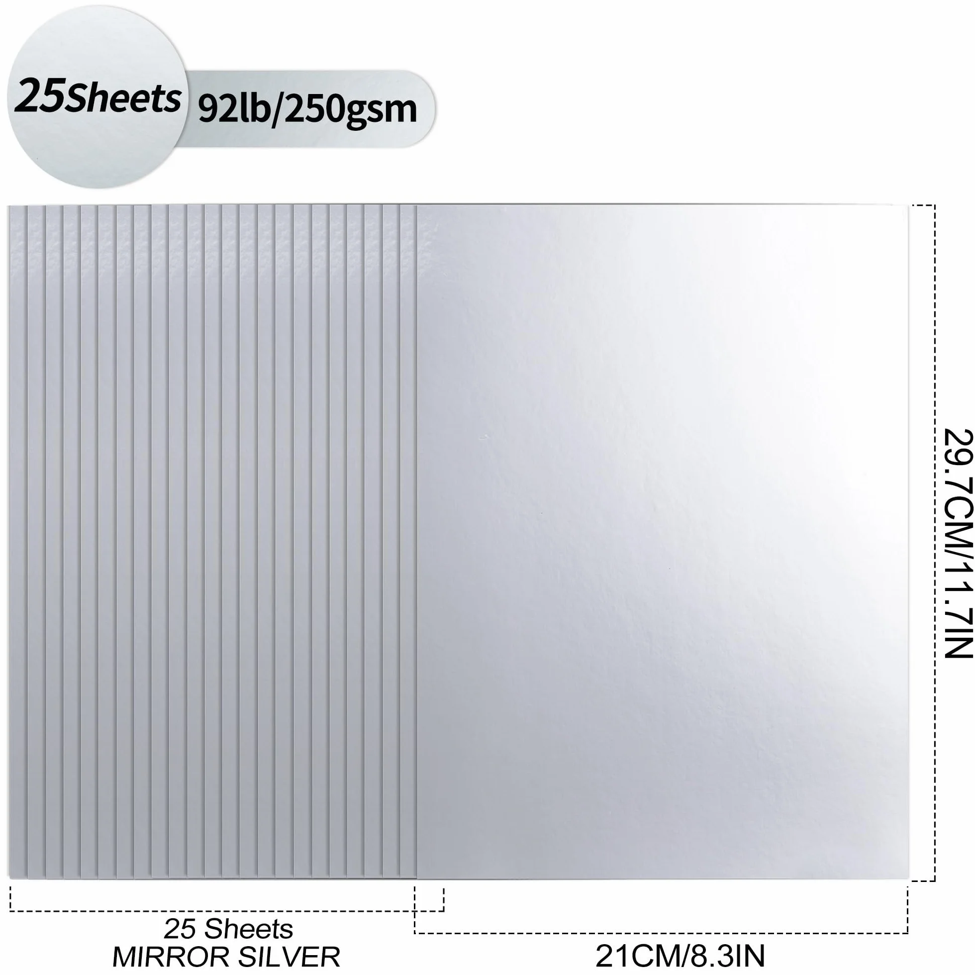 Carta cartoncino effetto specchio argentato A4 250 g/m² 25 fogli metallizzata