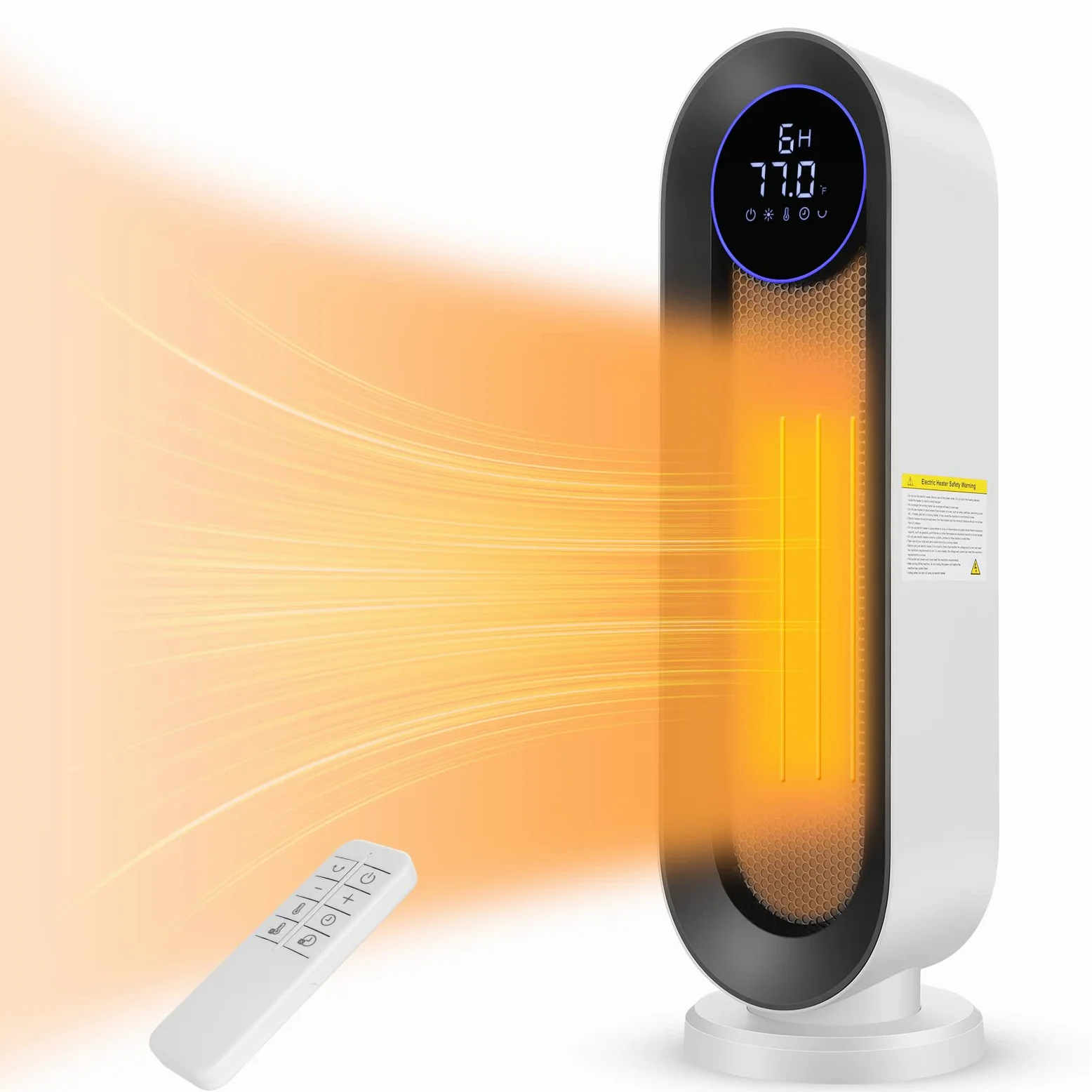 Nictemaw Termoventilatore in ceramica, a risparmio energetico, 2000 W, con termostato, telecomando, 3 modalità, timer 12 ore, oscillazione 100°