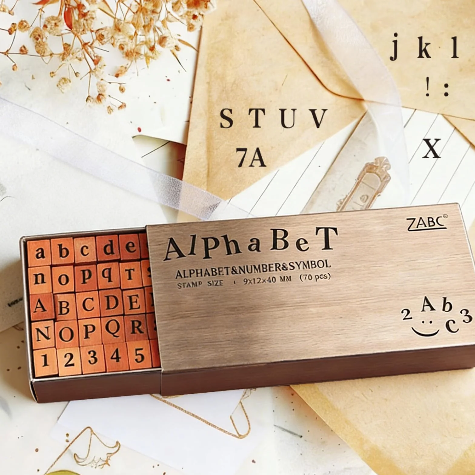 70 Pezzi Timbri Lettere Alfabeto - Francobolli Con Alfabeto Vintage In Legno - Set Di Timbri In Legno,Adatti Per Il Fai Da Te,Lo Scrapbooking E I Progetti Artigianali