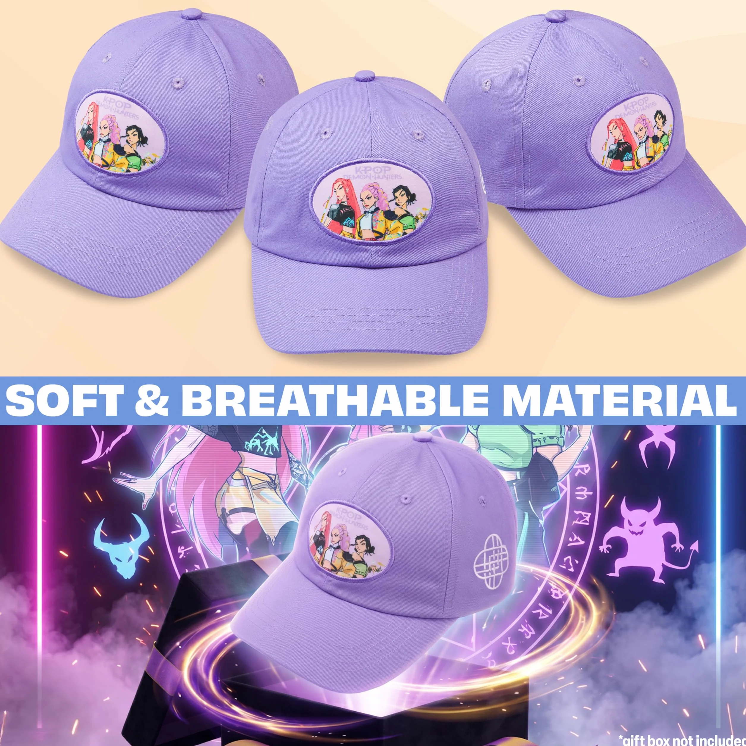 Cappellino Bambina Huntrix Demon Hunters KPOP Regolabile Visiera Scuola Sport Concerto
