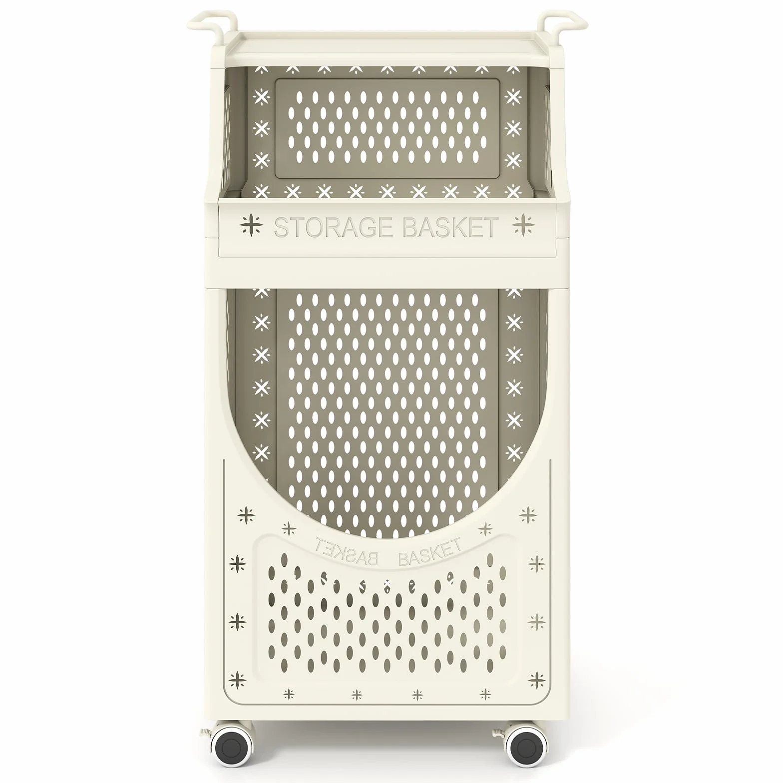 GIANTEX - Carrello portabiancheria con 4 ruote e 6 ganci, cesto per la biancheria da 40 L, design pieghevole, contenitore per la biancheria e organizer per bagno, camera da letto, dormitorio