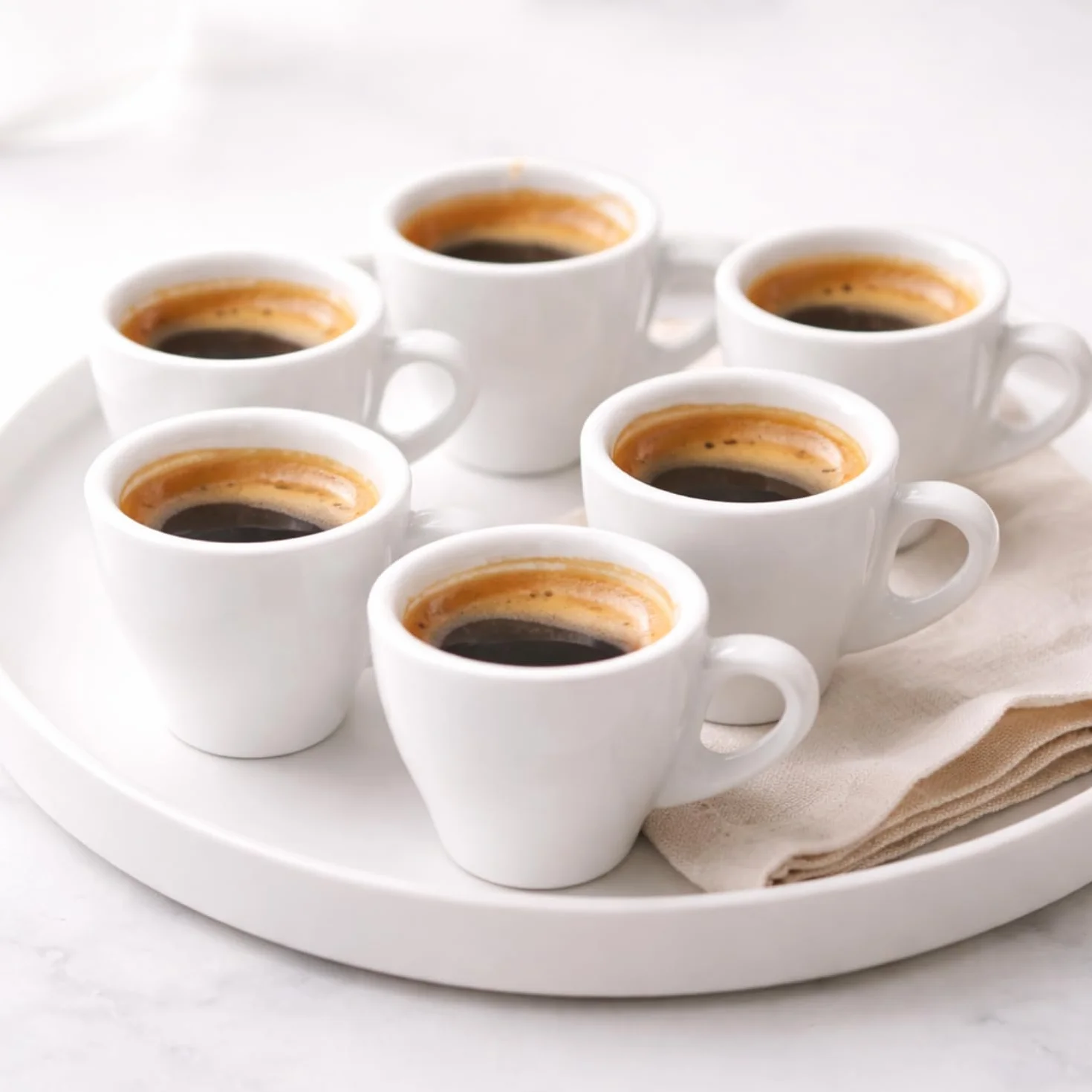 PALUPLUS Set 12 Tazzine Caffè in Porcellana da 80 ml, Tazze da Espresso con manico, Lavabili in Lavastoviglie, adatte per Microonde, Colore Bianco -208F