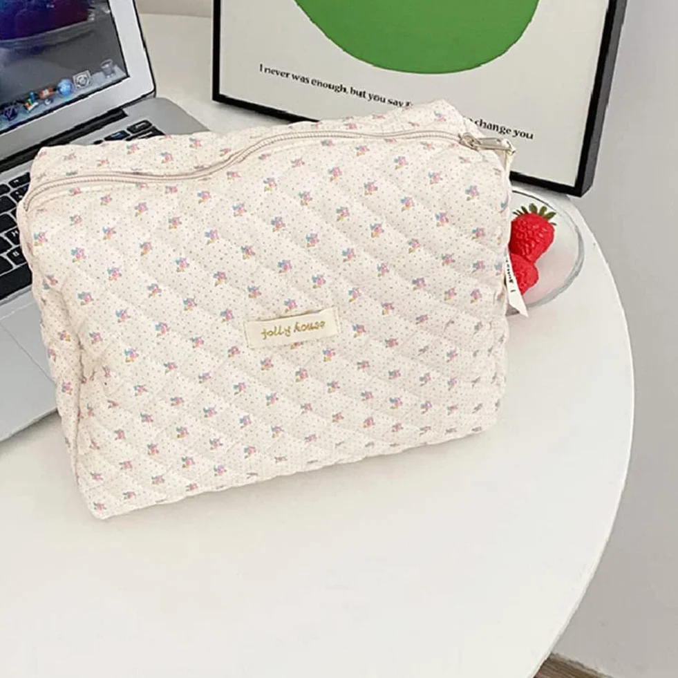 Aucuu Borsa da Toilette da Viaggio Beauty Case Floreale Trucco Organizer per Cosmetici