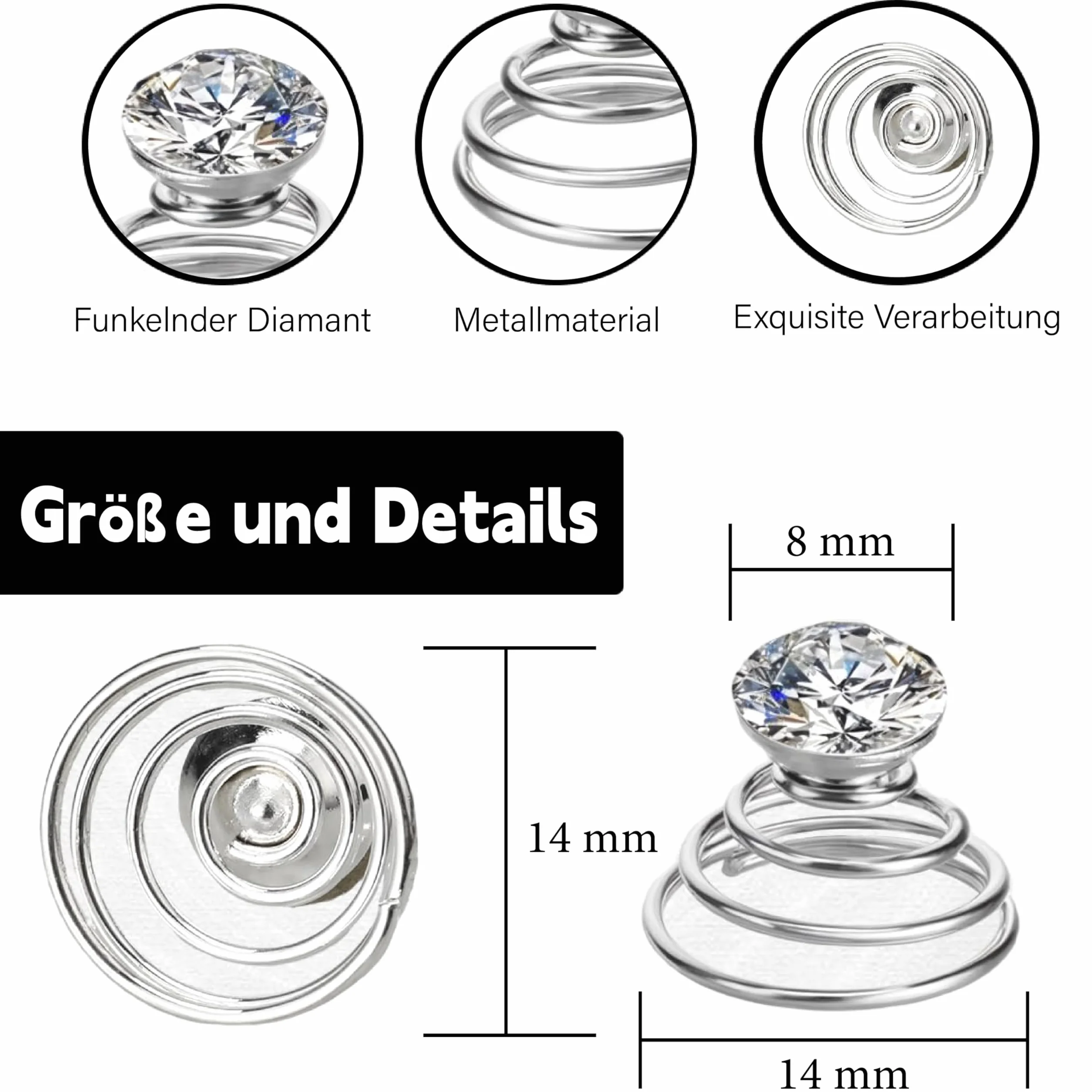 Forcine a spirale con strass per capelli mini accessori matrimonio spose