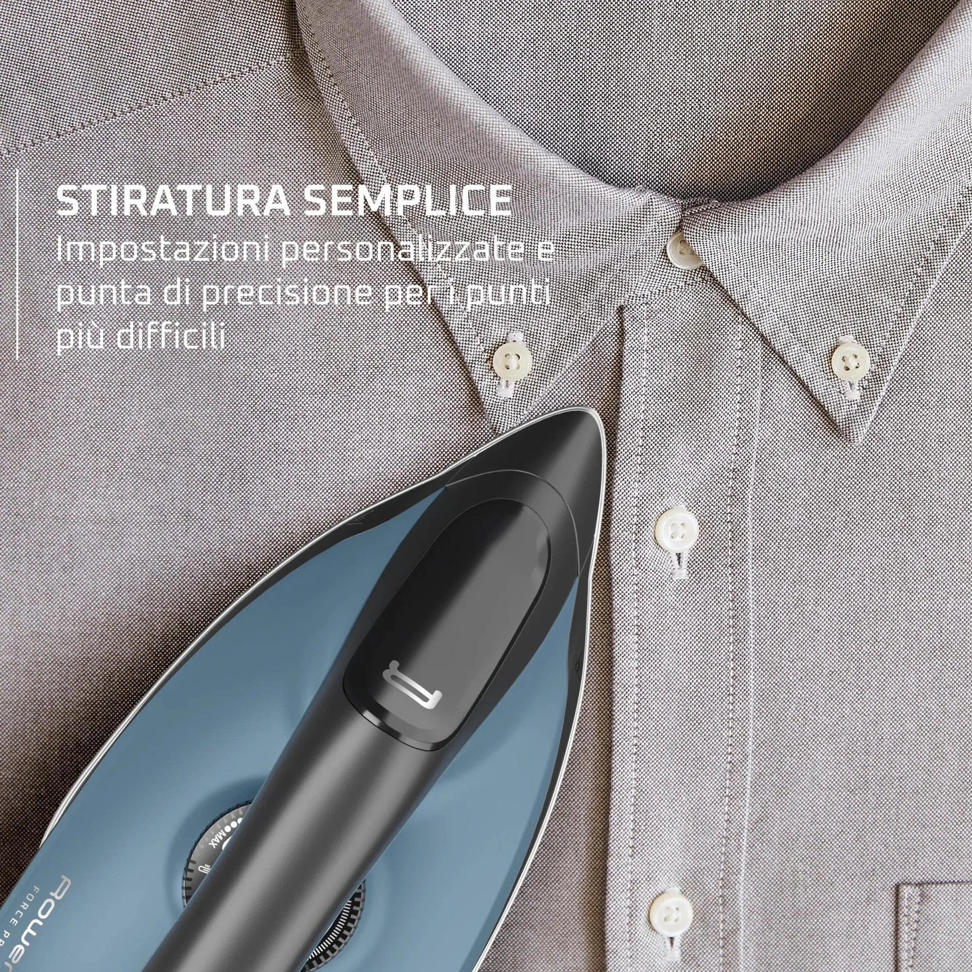 Rowenta Force Pro 300, Ferro da Stiro con Generatore di Vapore 320 g/min, Alta Pressione 6.1 Bar, -25% di Consumo Energetico in Modalità Eco, Funzione Verticale, 2400W, VR5431, Color Acqua