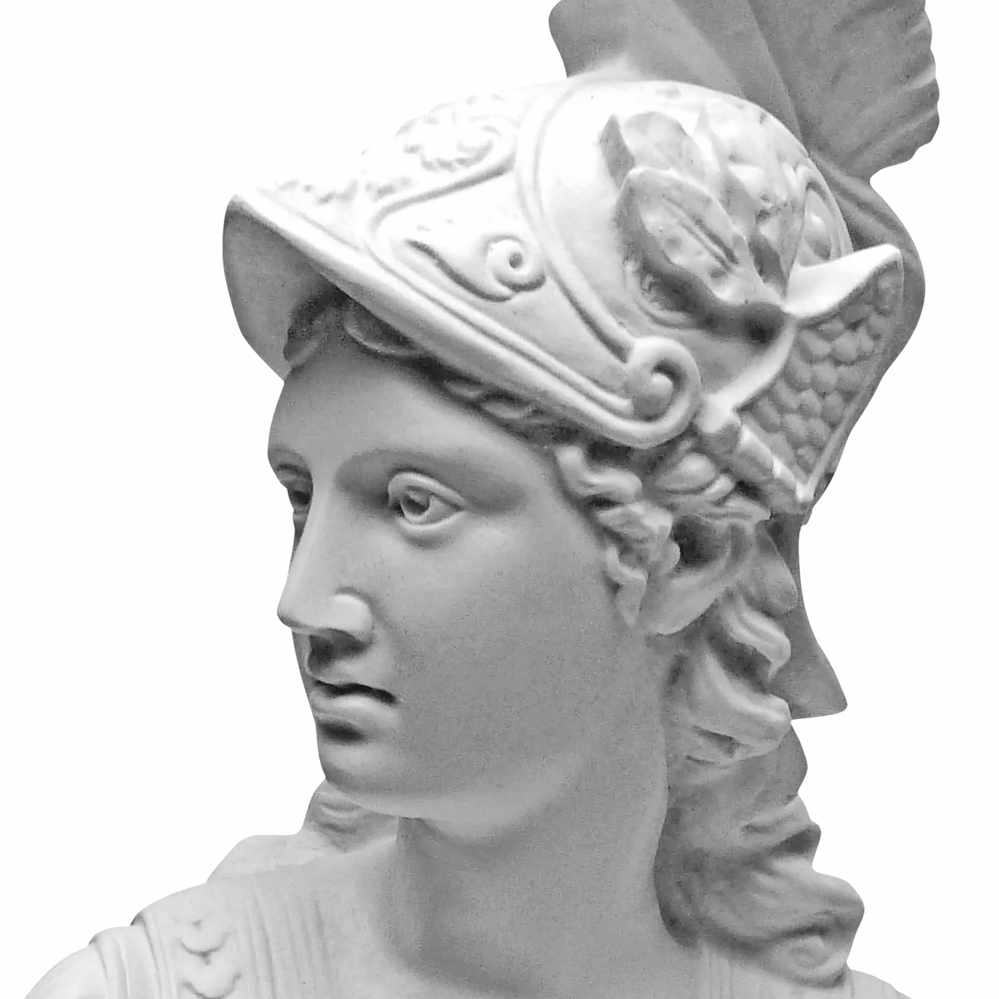 Design Toscano Minerva, dea Romana della Saggezza: Busto scolpito in Marmo-Resina Sintetico