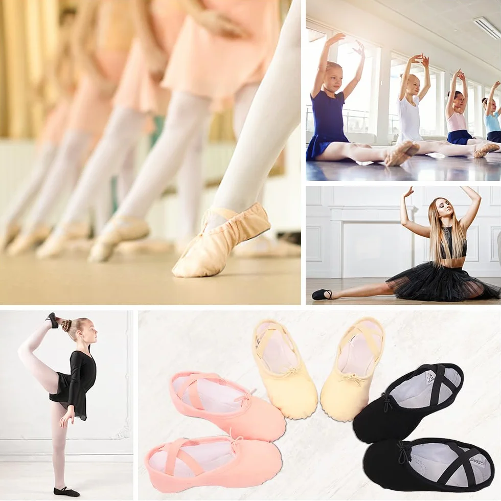 Soudittur Scarpe Danza Classica Tela Mezze Punte Ballerina Ginnastica per Bambina Ragazze Donna
