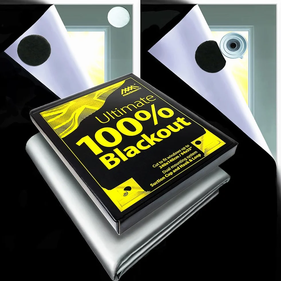 Tenda oscurante MaximoLife® Ultimate 100% | Adatta a finestre di qualsiasi dimensione/forma | Griglia guida di taglio per un taglio più facile | Ventose potenti | Gancio e passante resistenti