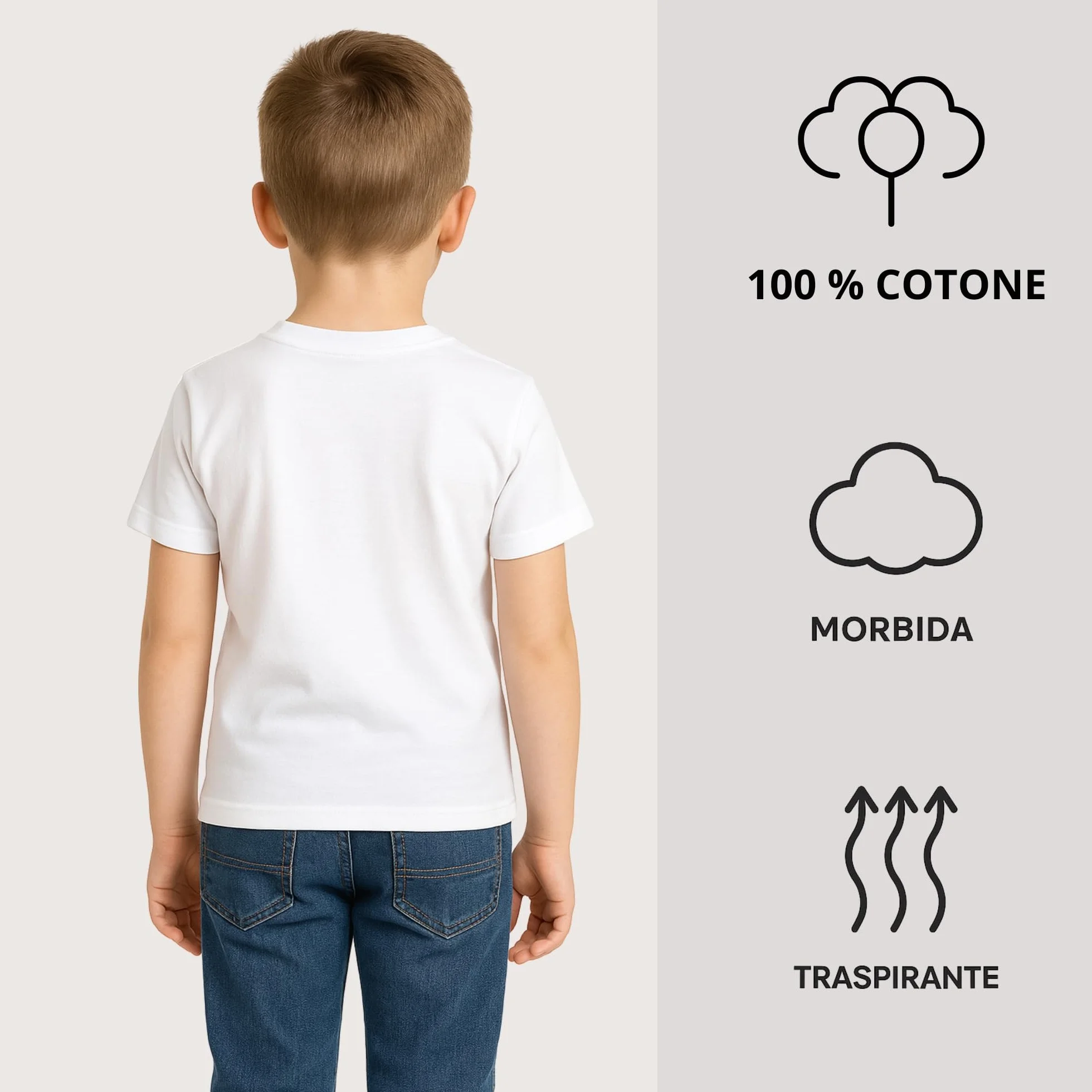 Set di 2 Magliette Intime per Bambini 100% Cotone Anallergiche Traspiranti 3-12 Anni