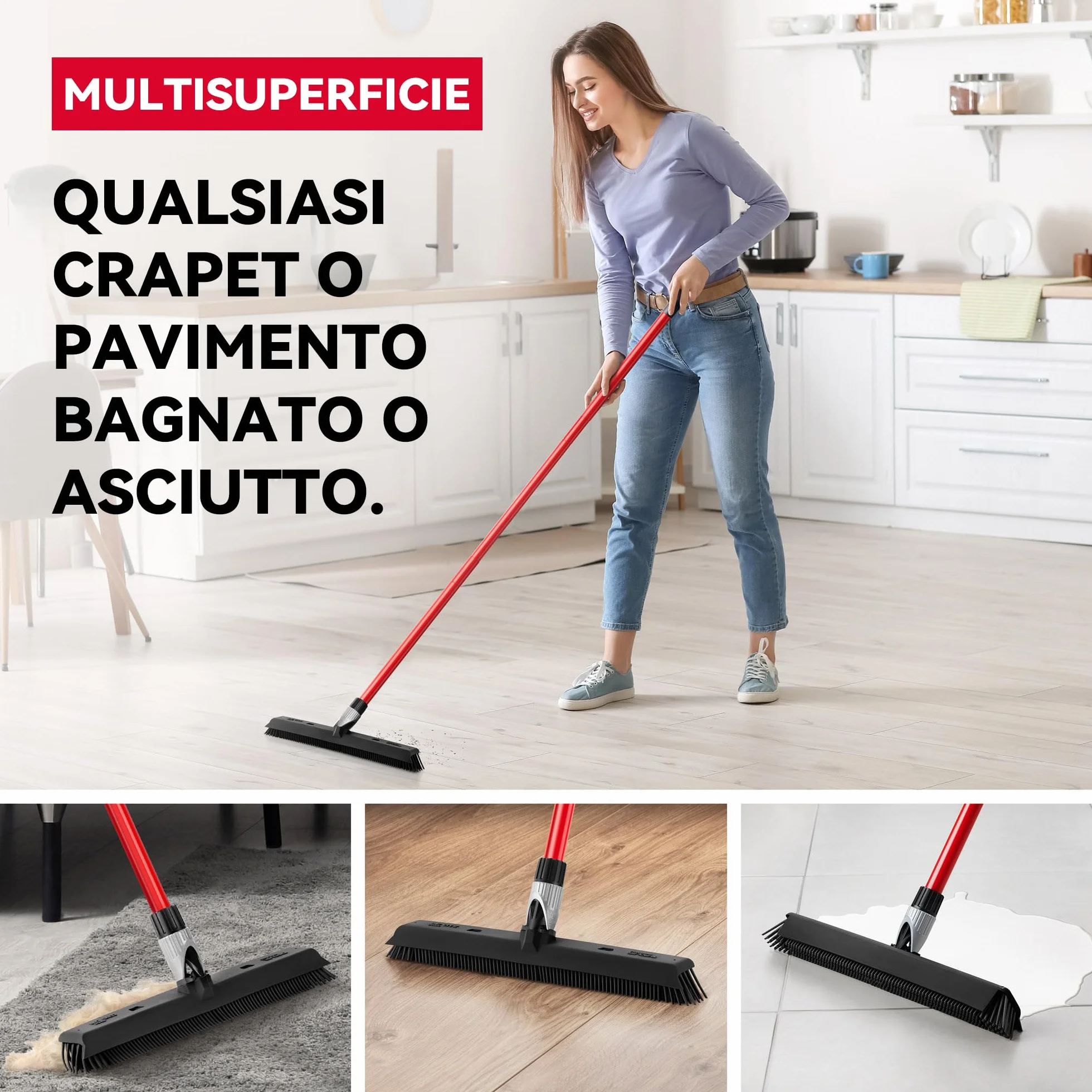 Tyroler 2 in 1 Tira Acqua e Scopa in Gomma 41 cm Acciaio Inox Antiruggine