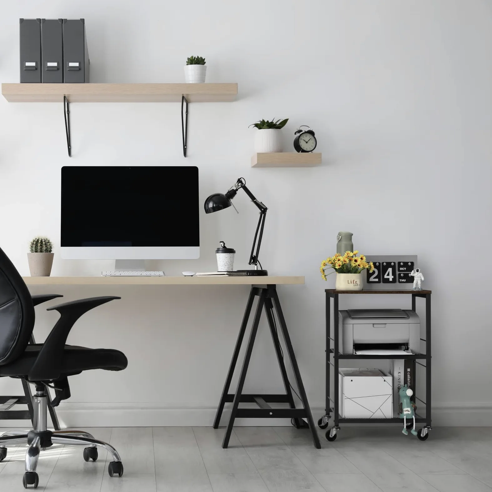 LIANTRAL Carrello con 3 ripiani, carrello da servizio rustico, Robusto scaffale portaoggetti, carrello da cucina, carrello multifunzionale con piano in legno e ruote, carrello da servizio per cucina