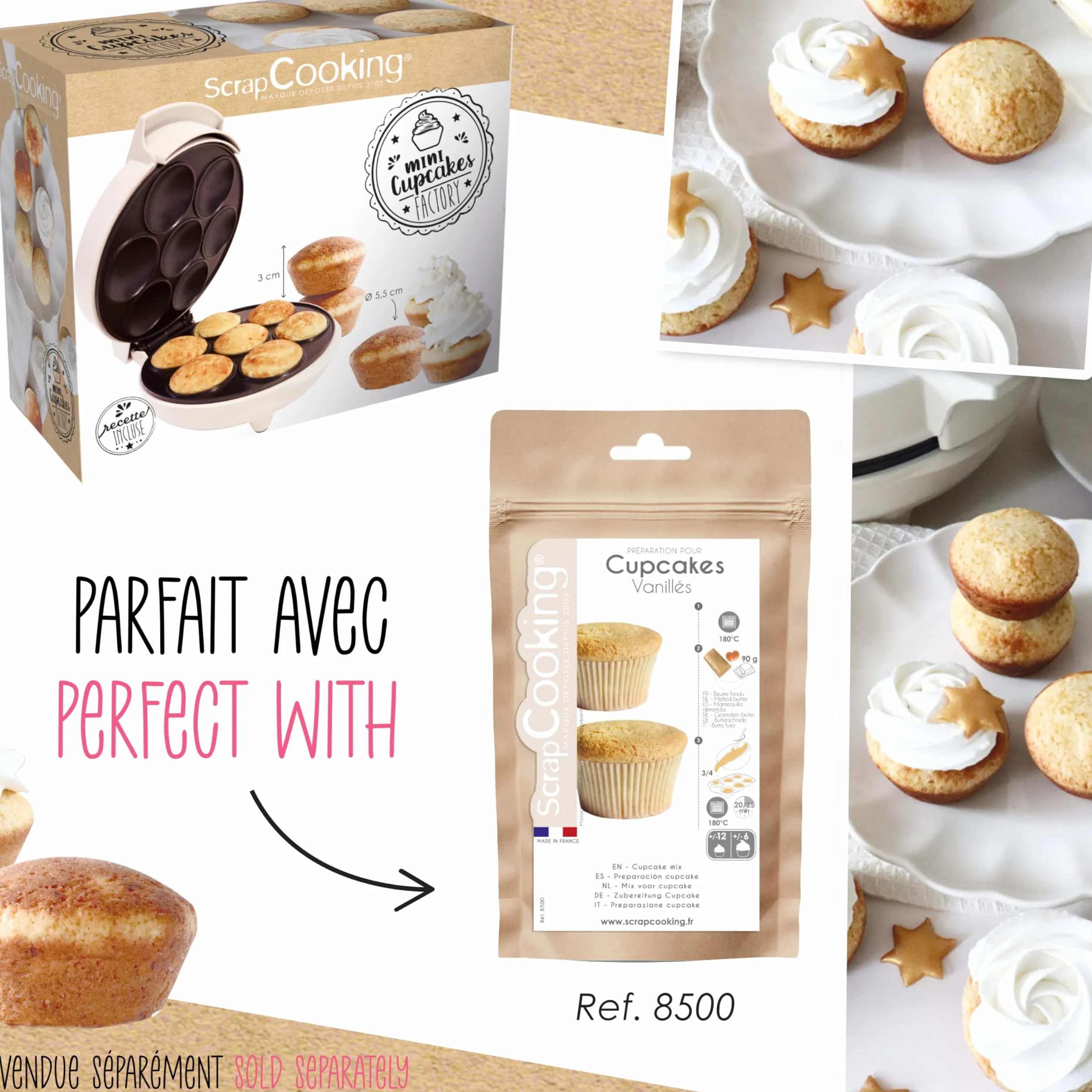 ScrapCooking Macchina per Cupcakes & Muffins - Mini Cupcakes Factory - Bianco