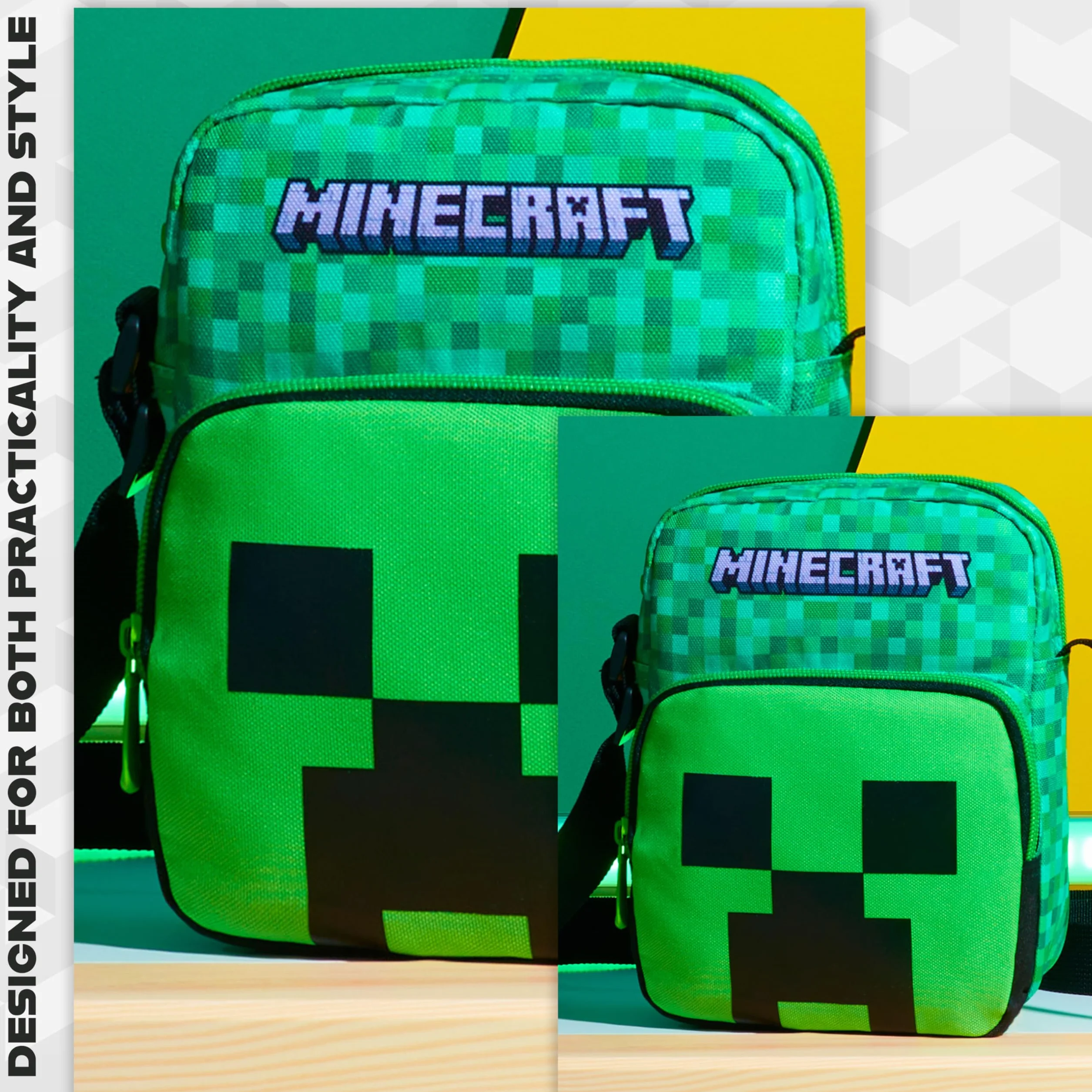 MINECRAFT Borsello Tracolla Ragazzo e Adolescenti, Creeper Marsupio Tracolla con Cinturino, Gamer Regalo Bambino