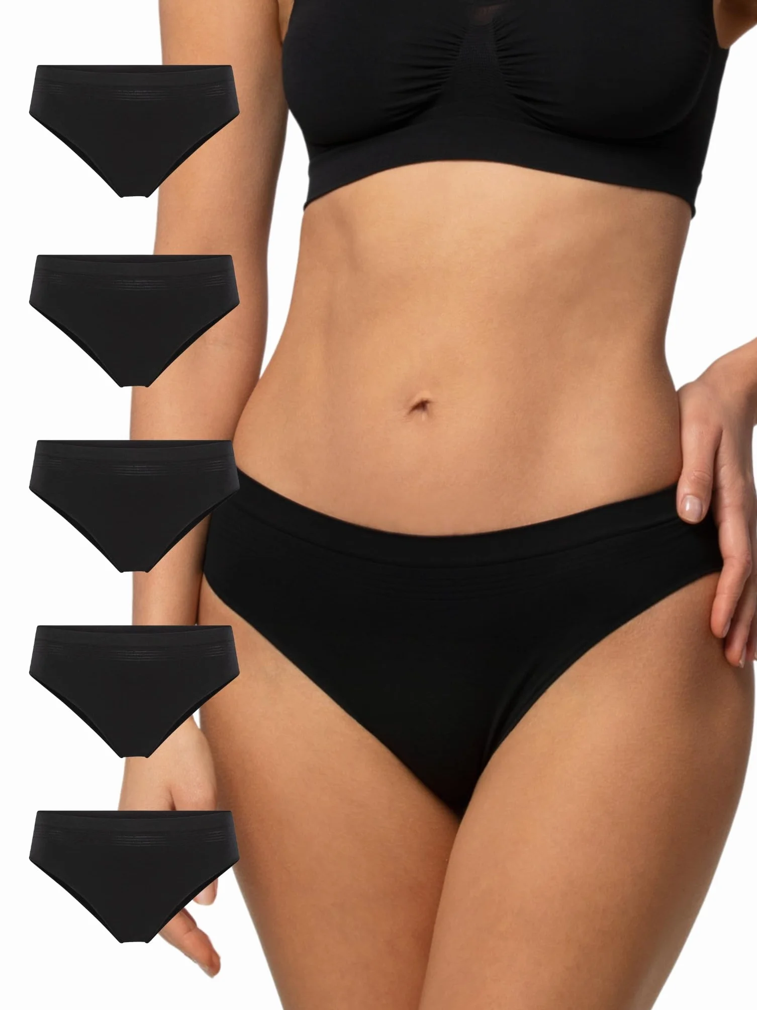 POMPEA 5 Paia Slip Donna in Morbida Microfibra, Mutande Donna Senza Cuciture Elasticizzate