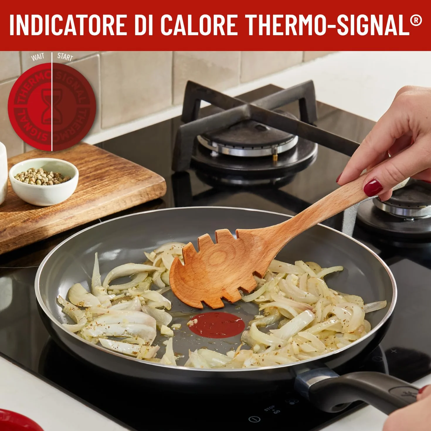 Lagostina Goccia Padella 32 cm, Rivestimento Ceramica Antiaderente, Thermo-Signal, Induzione