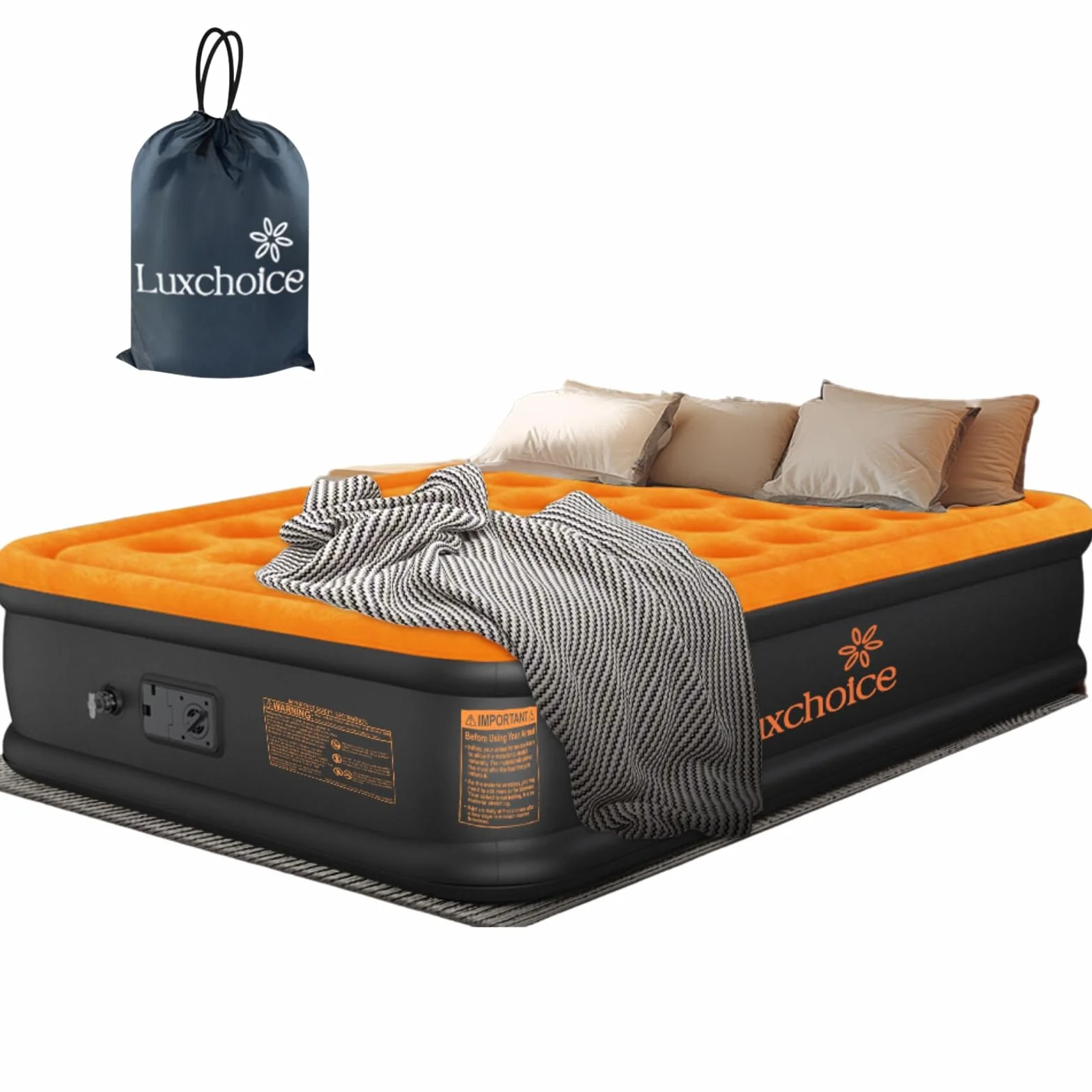 Luxchoice Materasso Gonfiabile Matrimoniale Autogonfiabile con Pompa Elettrica Integrata di alta Qualità Letto Materasso Gonfiabile per Campeggio o uso Domestico