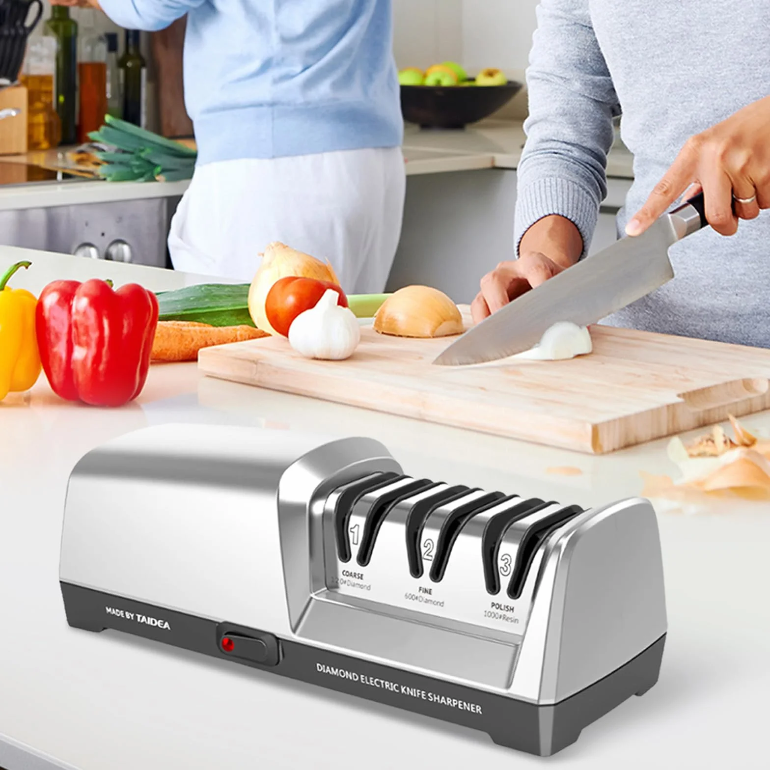 Affilacoltelli Elettrico 3 Livelli Diamantato Professionale per Coltelli da Cucina