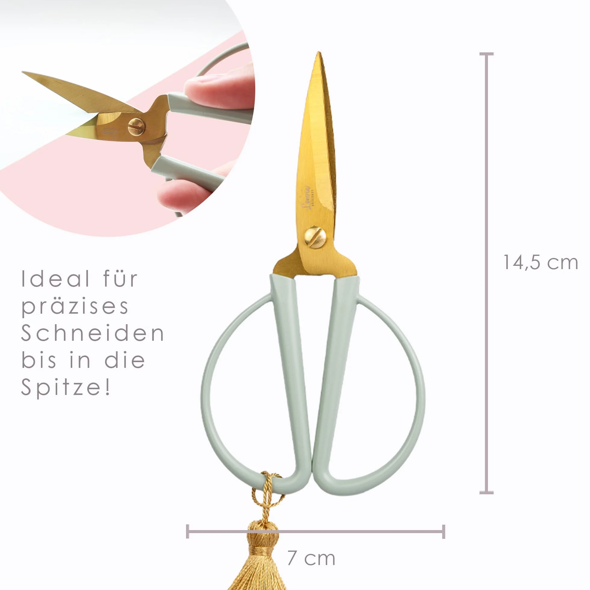 Forbici per bricolage Loveria 14,5 cm antiruggine vintage oro salvia
