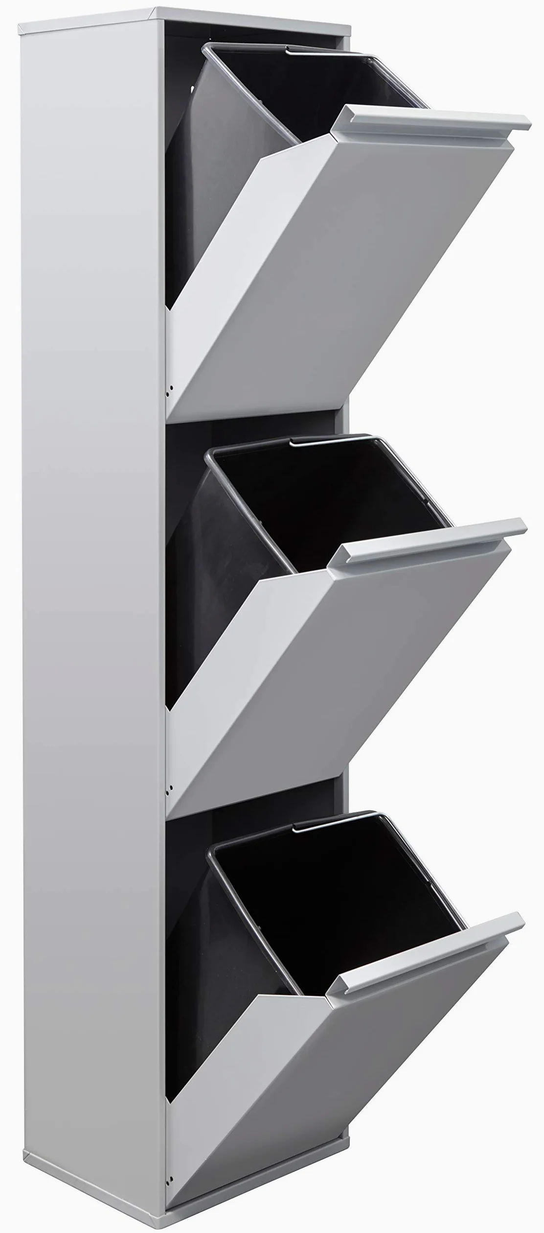 Arregui Basic CR302-B Pattumiera Differenziata 3 Scomparti | 3x 17L (51L) | Contenitore in Acciaio da Interno | Mobile per Raccolta Differenziata | Cestino per Spazzatura da Cucina e Ufficio | Grigio