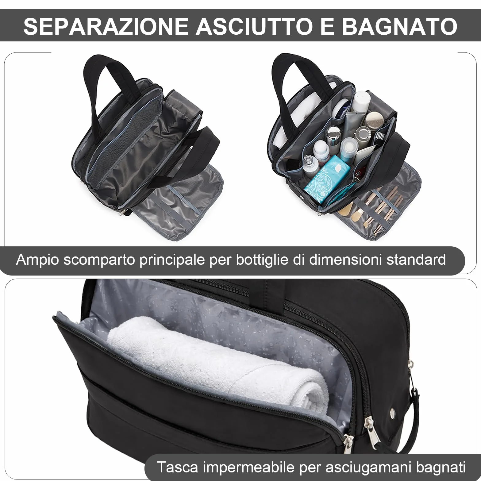 Kono Beauty Case Donna, Trousse da Viaggio Grande, Pochette Make-up, Ampia Apertura, Borsa per Trucchi e Accessori, Impermeabile