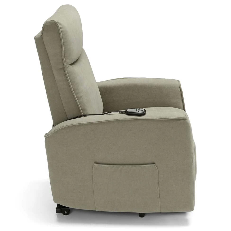 REDÒKASA Poltrona relax elettrica LONDRA per anziani, 2 motori, 2 ruote posteriori, Kit Optional Batteria, sistema reclinazione e alzapersona, tessuto idrorepellente (Senza Kit Batteria, Tortora)