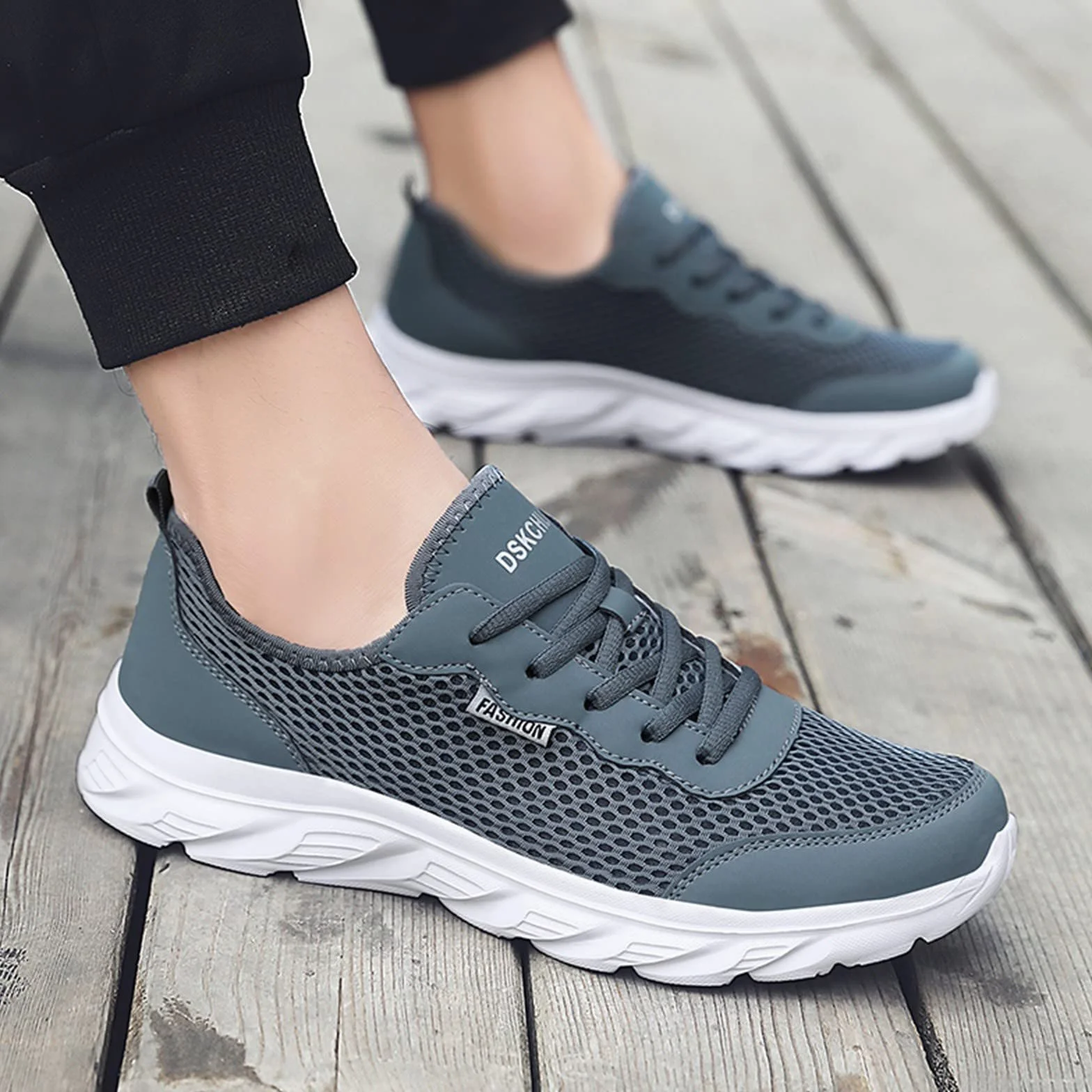 Scarpe da badminton, da uomo, 42, scarpe da ginnastica estive, leggere, traspiranti, per il tempo libero, in rete, con lacci, casual, da uomo, I-5923