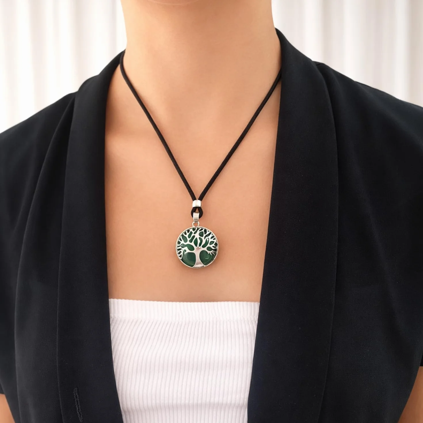 ASTER ALHELÍ Collana Albero della Vita Donna Uomo Ciondolo Pietra Naturale Altezza Regolabile Amuleto Protezione Gioiello Artigianale Fatto a Mano Idea Regalo Avventurina Verde